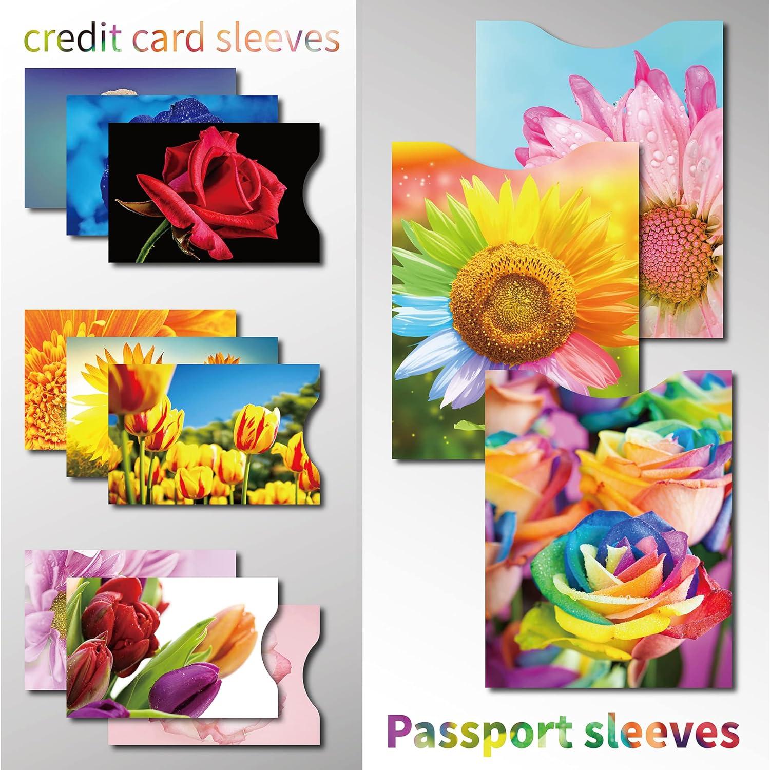 Mangas Bloqueadoras RFID Flores - 9 Tarjetas + 3 Pasaportes