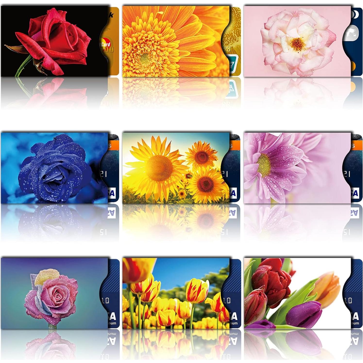 Mangas Bloqueadoras RFID Flores - 9 Tarjetas + 3 Pasaportes