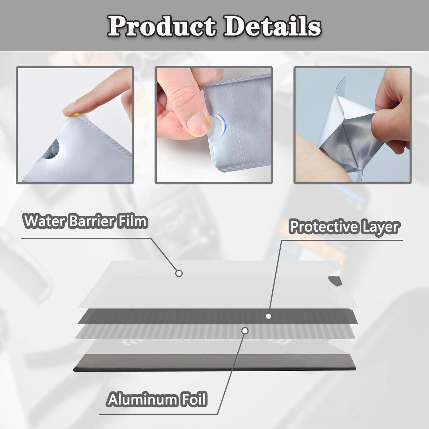 Mangas Bloqueadoras RFID 20pcs - Protección Tarjetas Créd. Aluminio