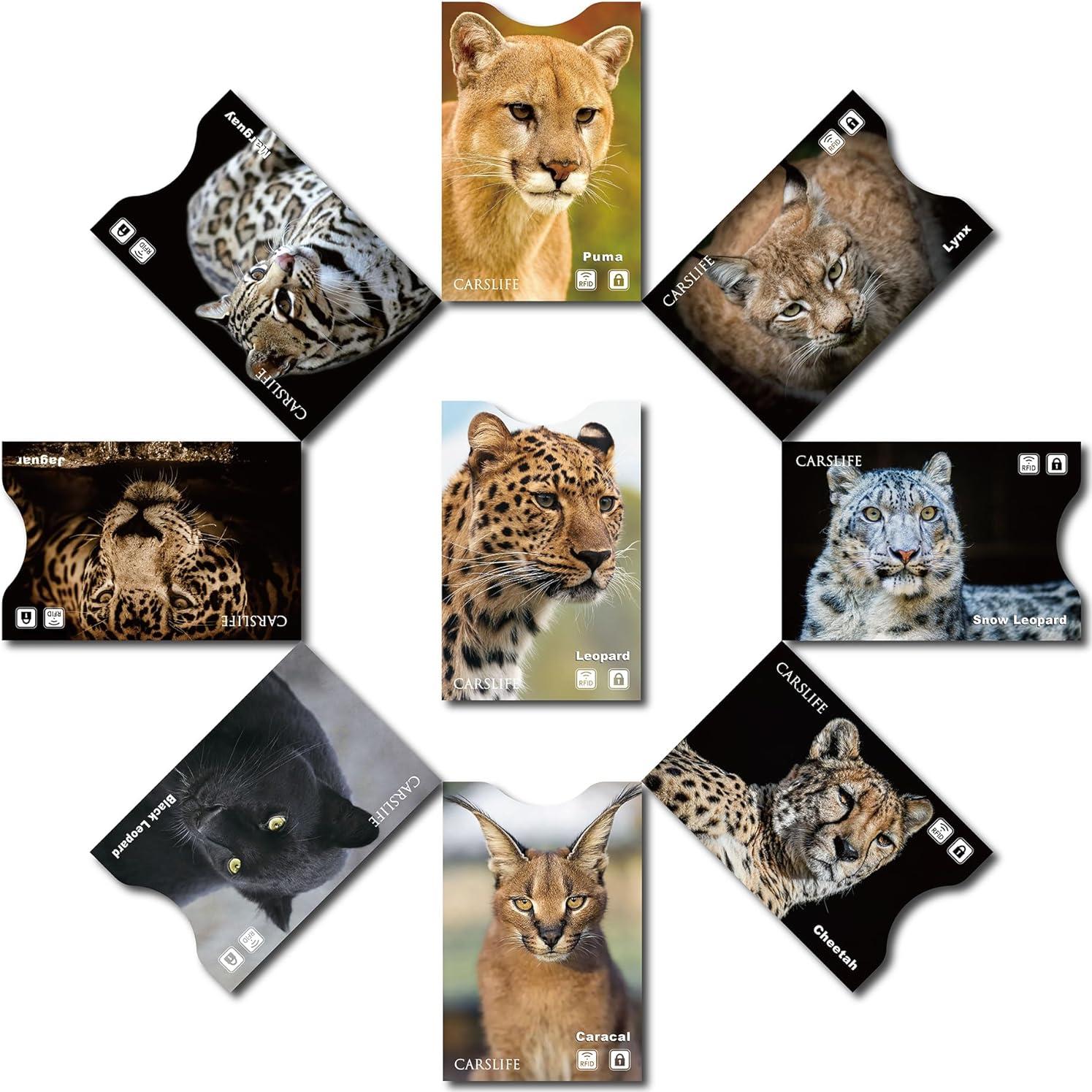 12 Fundas Bloqueadoras RFID Gato - Protección Tarjetas y Pasaporte