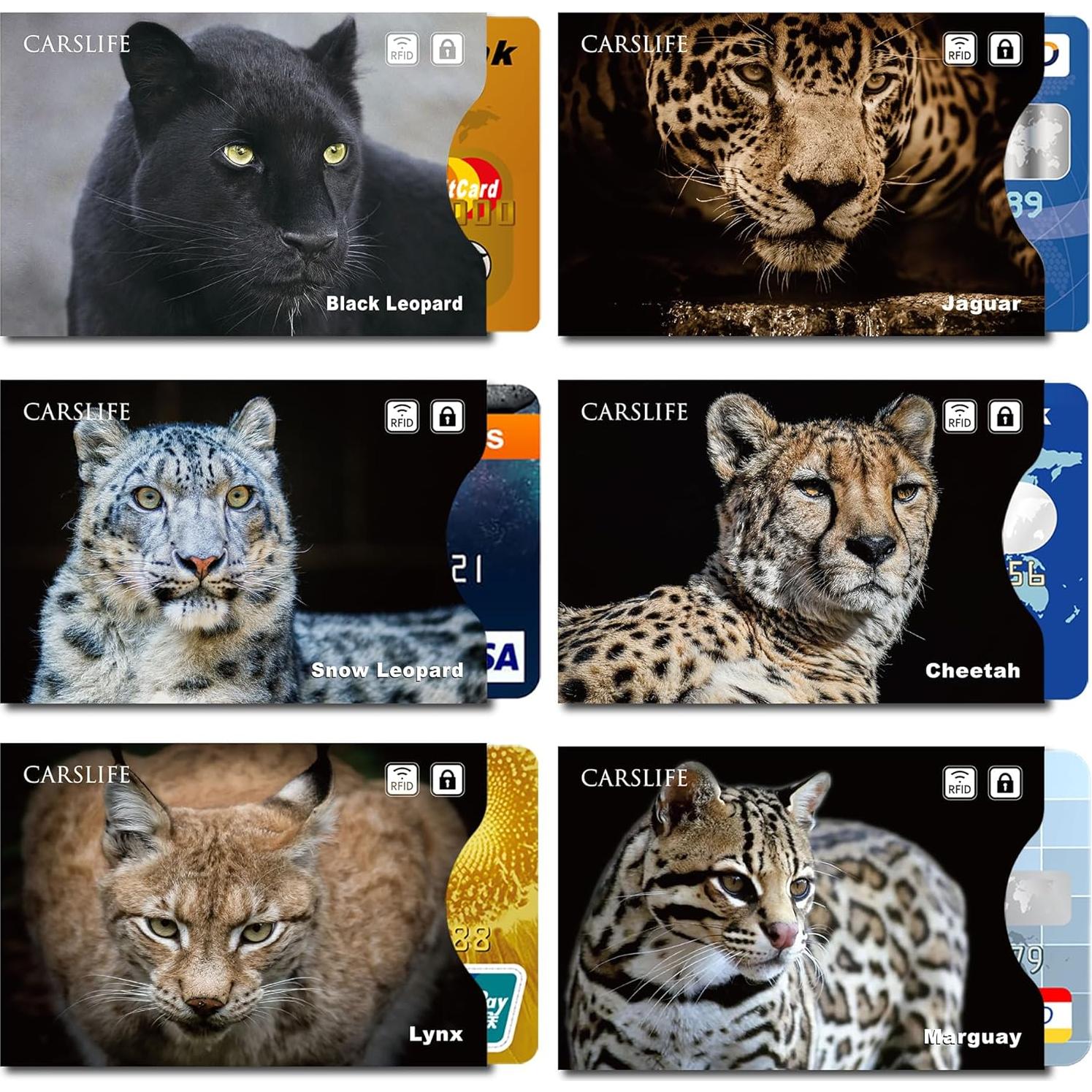 12 Fundas Bloqueadoras RFID Gato - Protección Tarjetas y Pasaporte