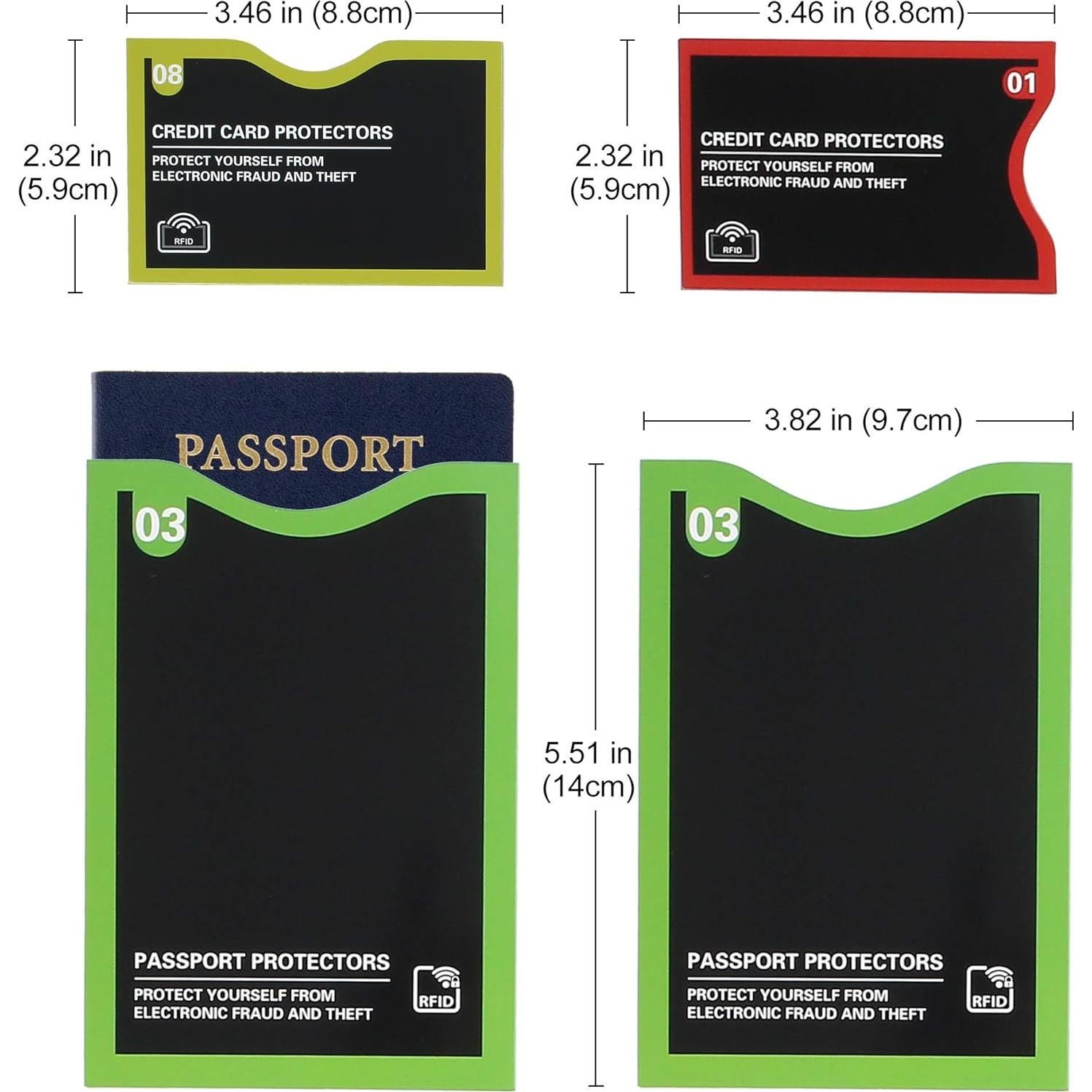 LotFancy Fundas RFID Bloqueadoras - Set 19 Piezas, Protección Tarjetas y Pasaporte