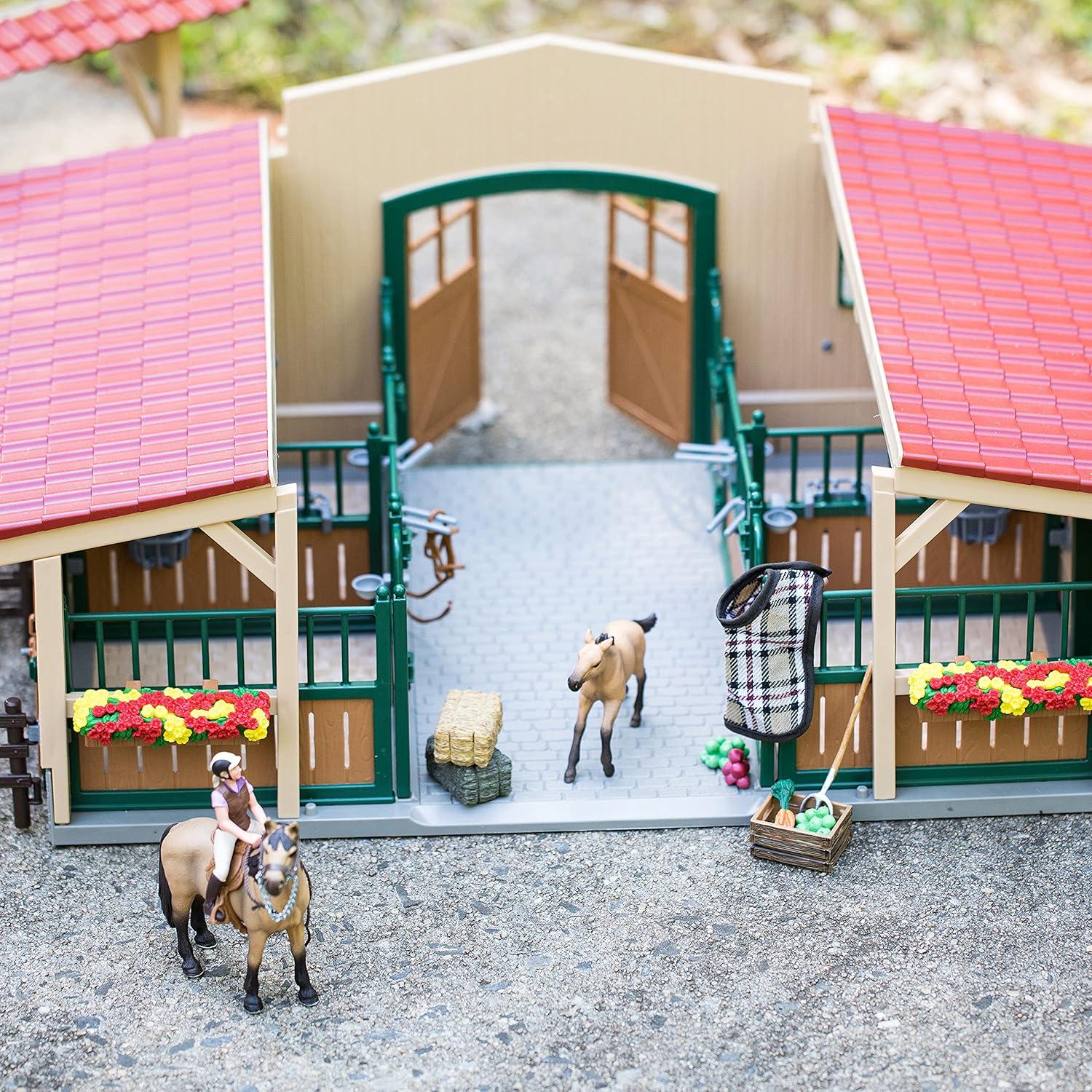 Schleich Horse Barn and Stable Playset - Award-Winning Riding Center 44 Piece Set, 2 Pony Toys, Rider Figurine, and Farm Accessories, for Girls and Boys 3 Years Old and Above