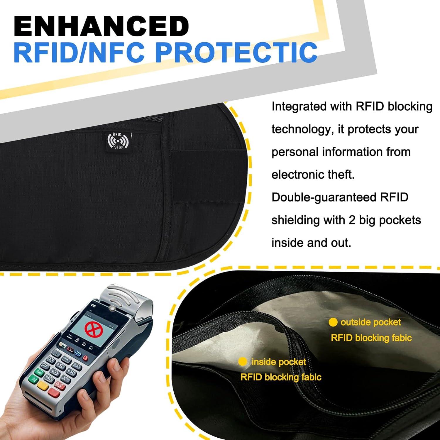 Cinturón de Dinero RFID NovForth Negro - Riñonera Impermeable