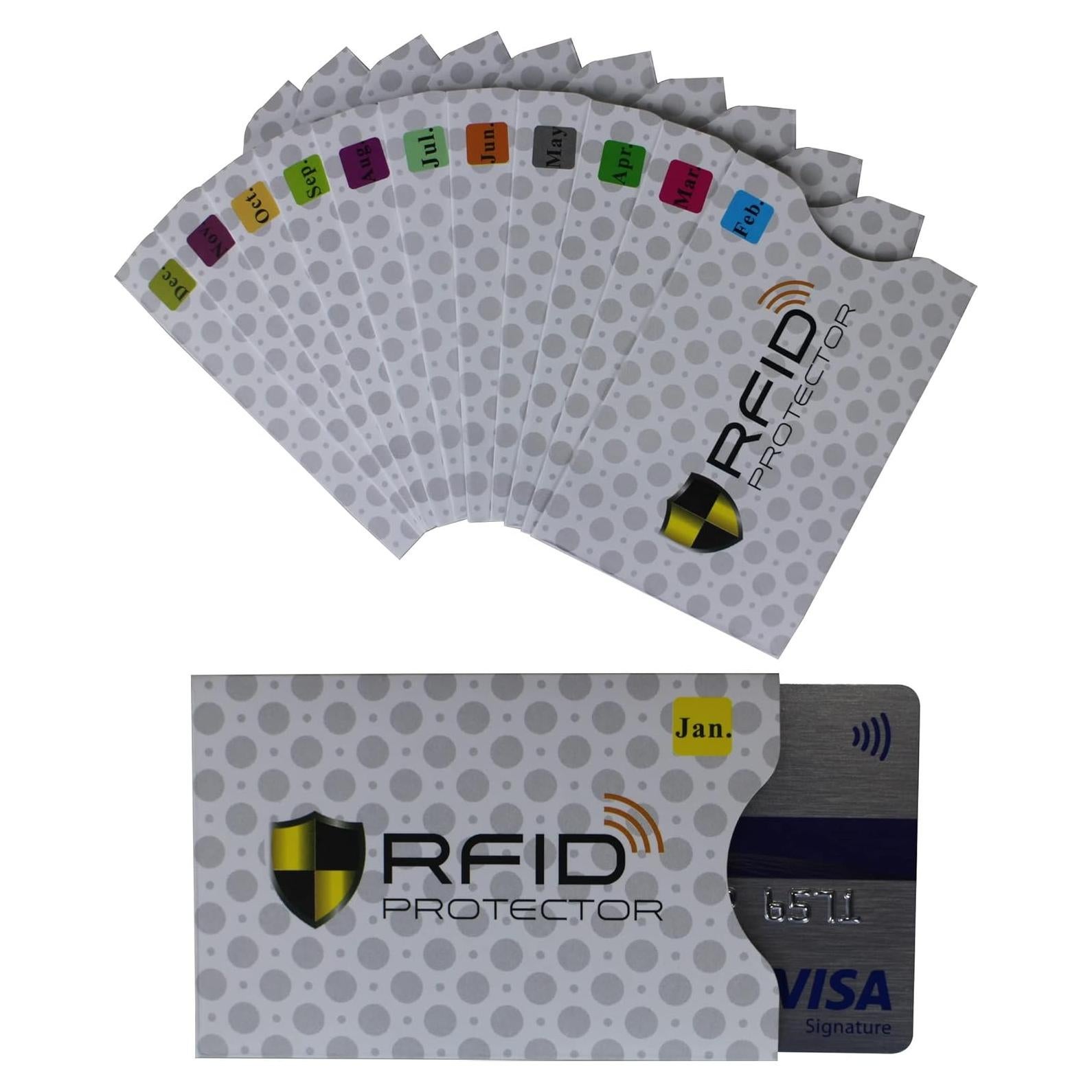 Juego de 12 Fundas RFID Protección Tarjetas Crédito Blanco