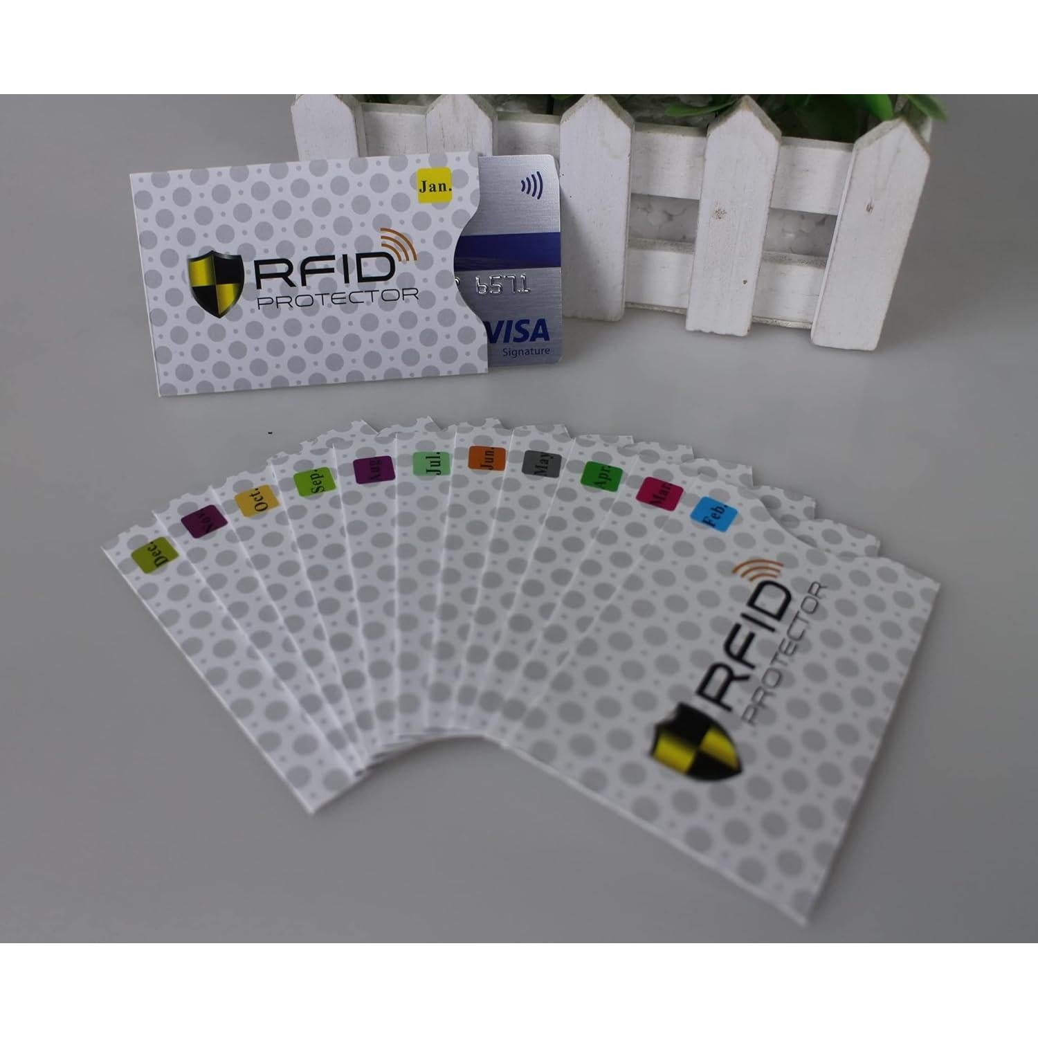 Juego de 12 Fundas RFID Protección Tarjetas Crédito Blanco