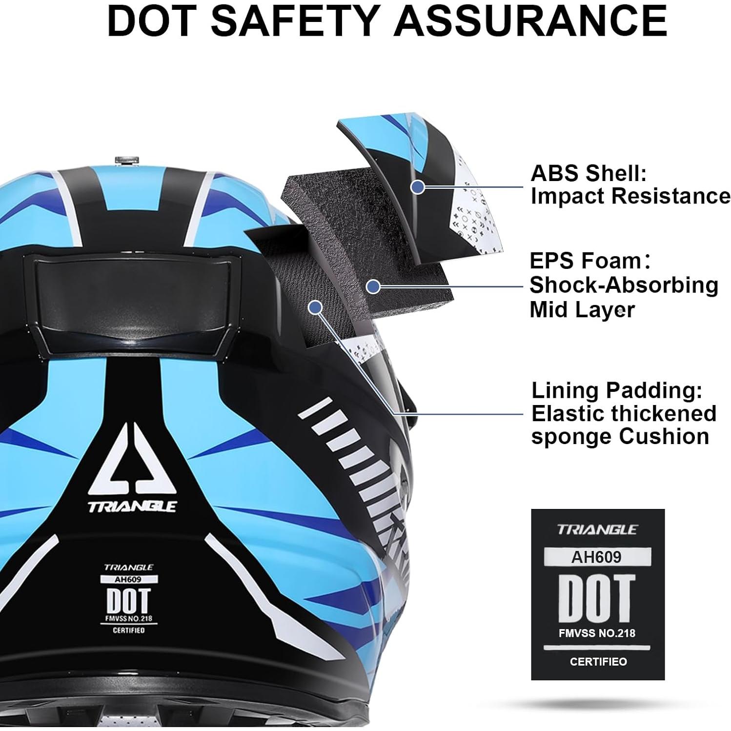 Casco Dual Sport TRIANGLE AH609 Azul para Motocicleta