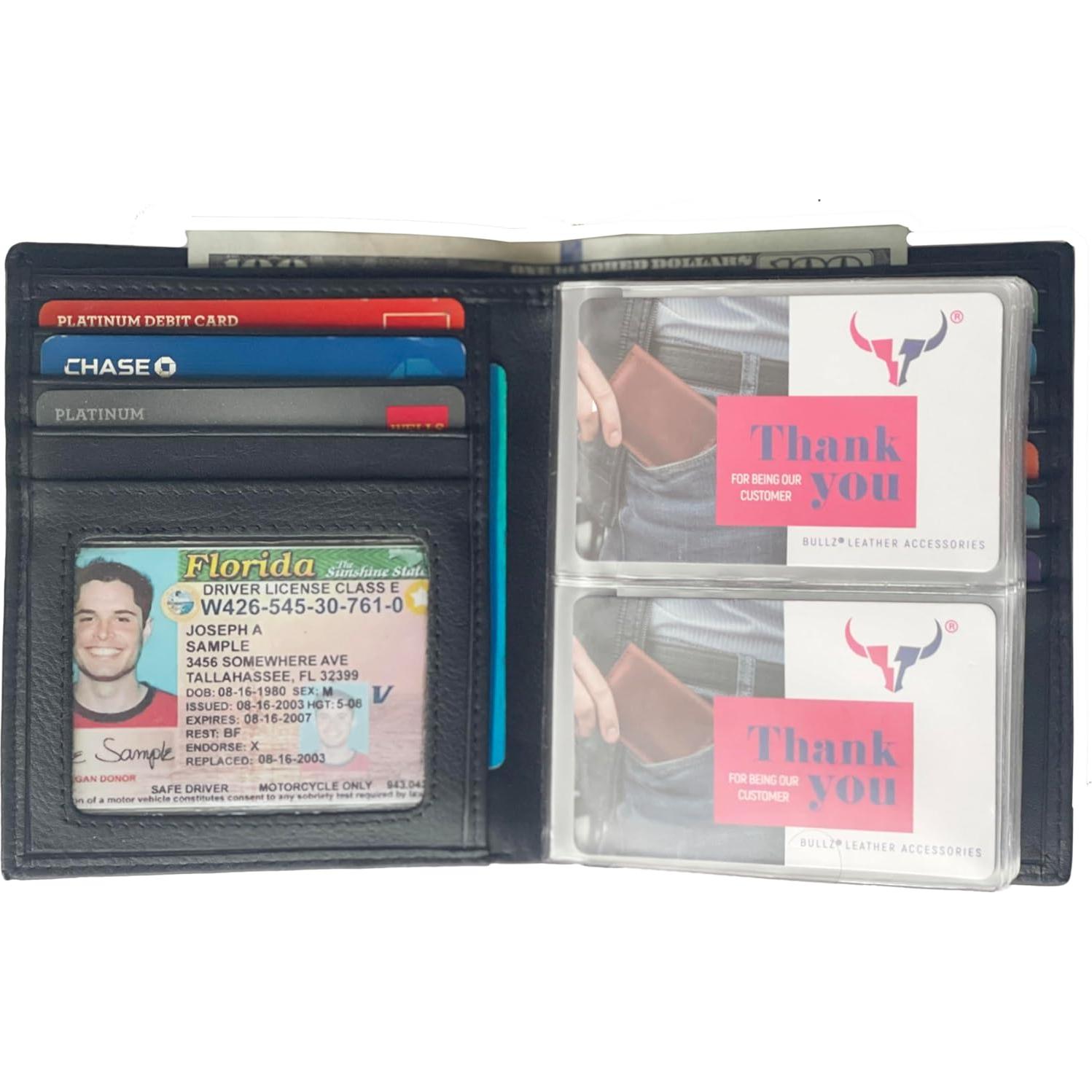 Cartera Bifold de Cuero Genuino Bullz con Bloqueo RFID Marrón