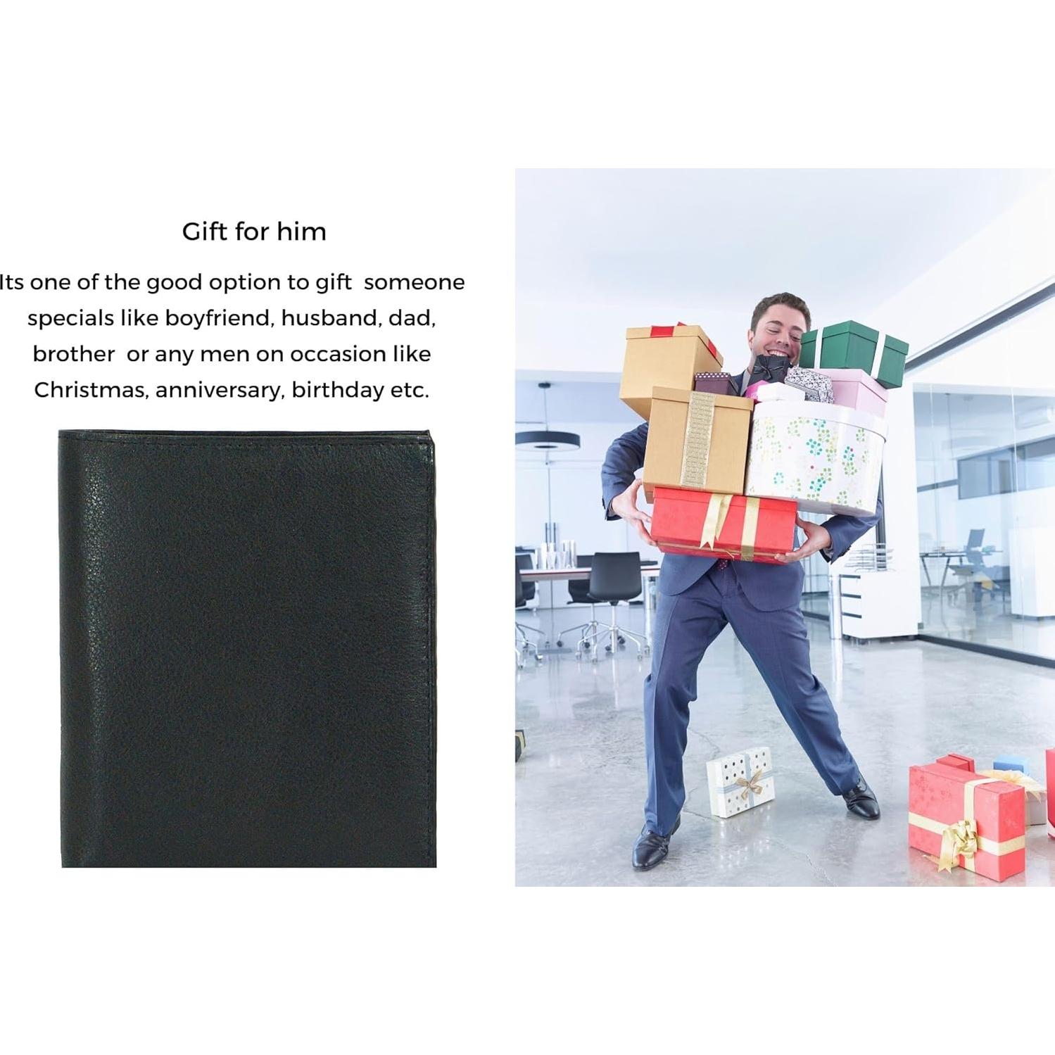 Cartera Bifold de Cuero Genuino Bullz con Bloqueo RFID Marrón