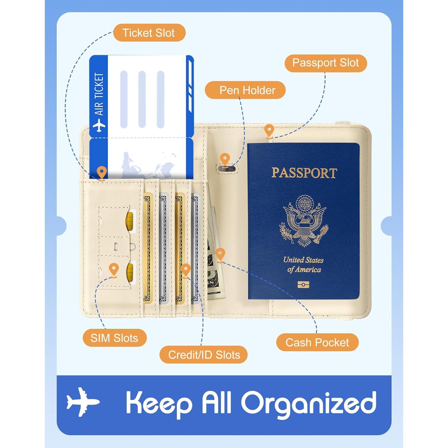 Funda de Pasaporte Slohif Girasol con Bloqueo RFID y Airtag