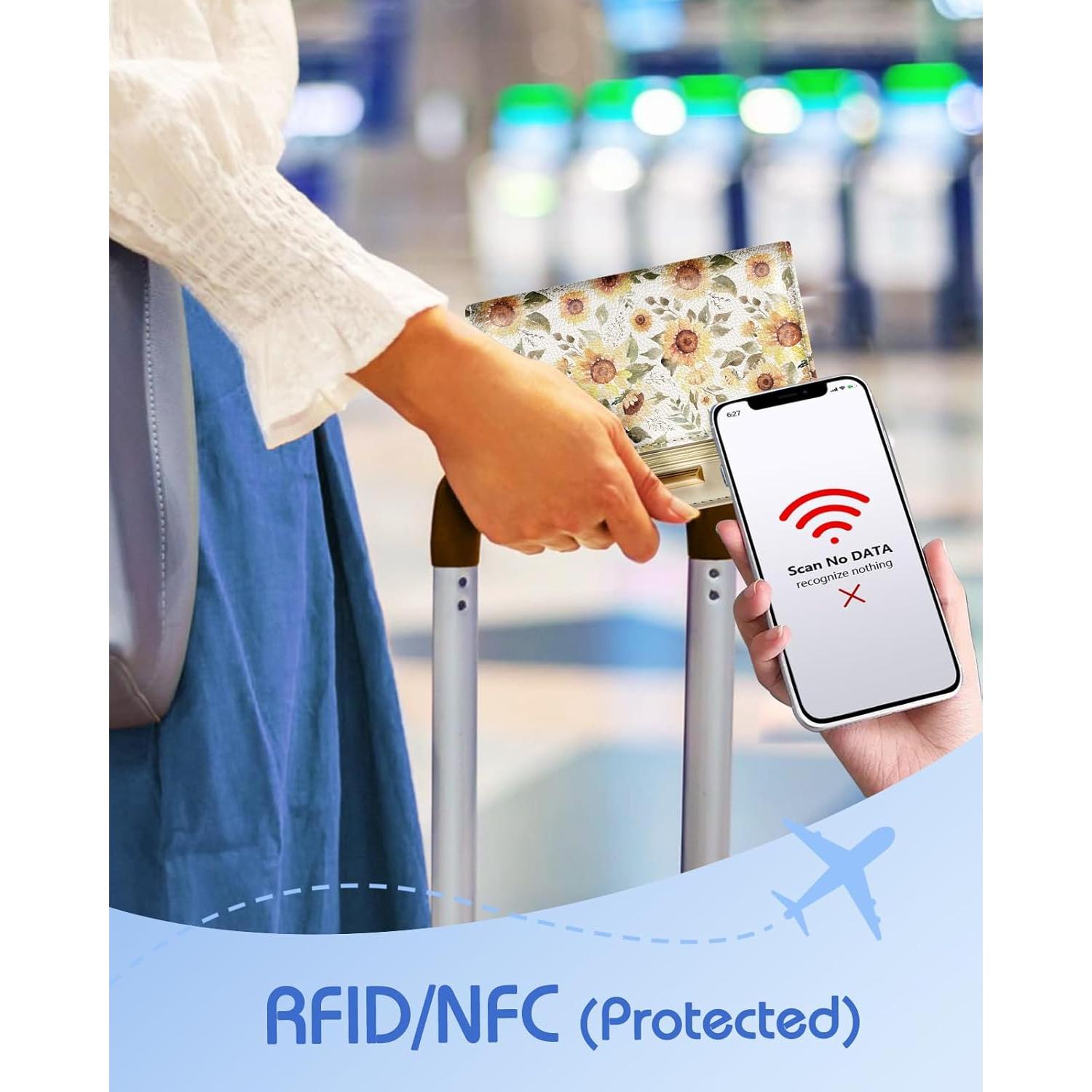 Funda de Pasaporte Slohif Girasol con Bloqueo RFID y Airtag