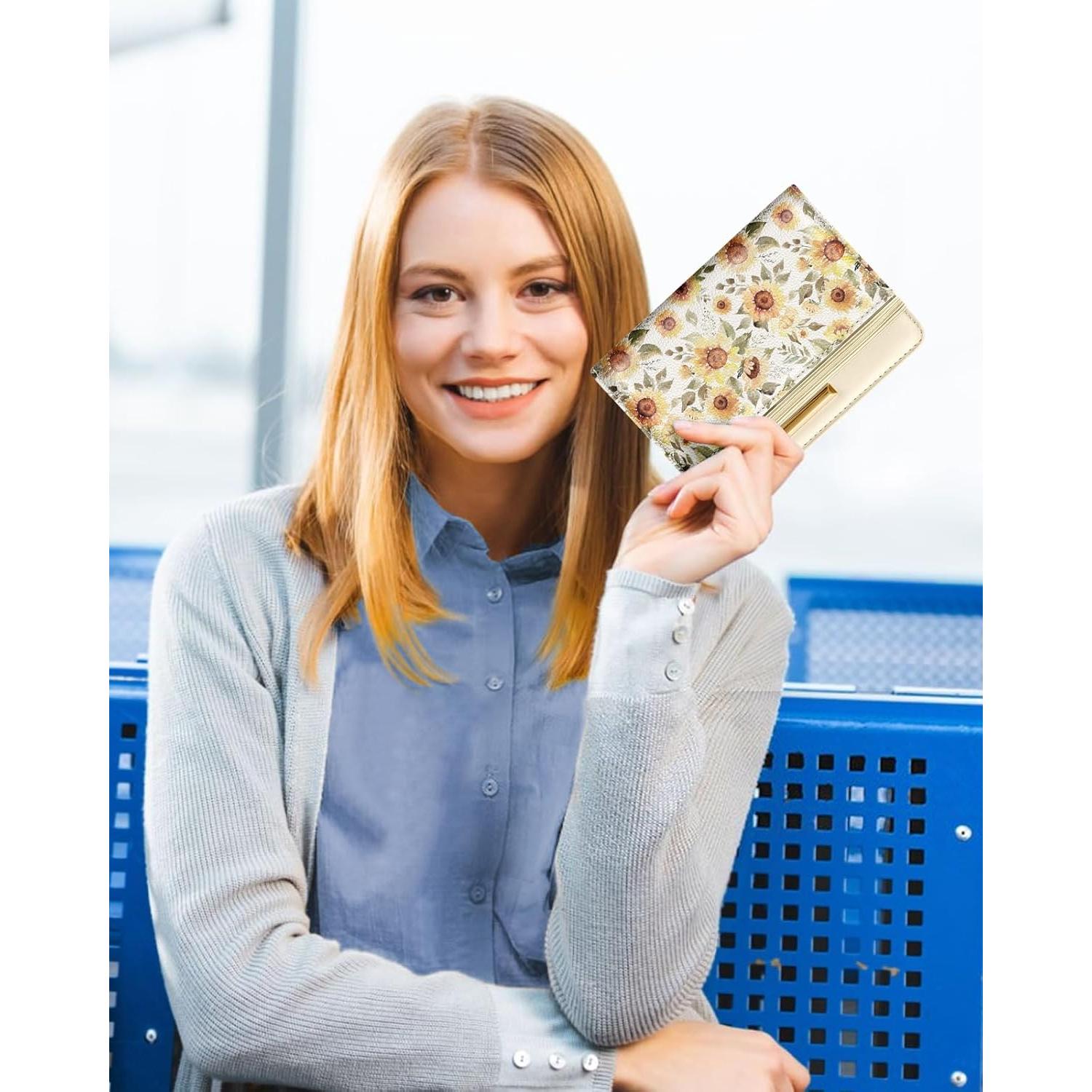 Funda de Pasaporte Slohif Girasol con Bloqueo RFID y Airtag