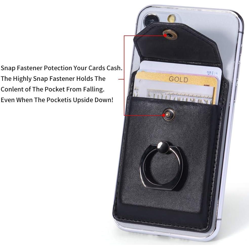 Soporte de Tarjetas YUNCE Negro - Cartera Adhesiva Impermeable