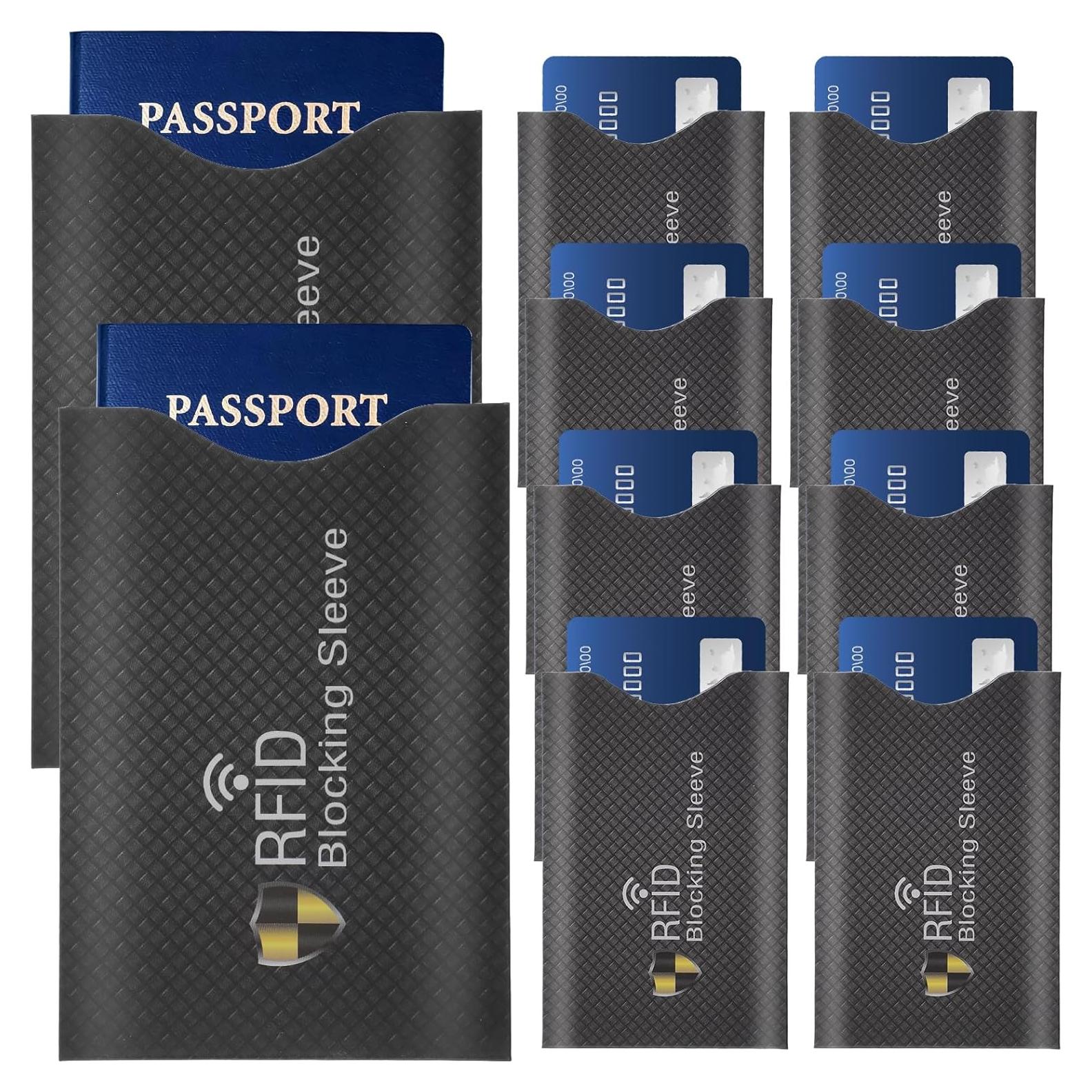 JIEYAO 10Pcs Travel RFID Blocking Sleeves, Identity Theft Prevention RFID Blocking Envelopes Set Anti-Theft RFID Blocker