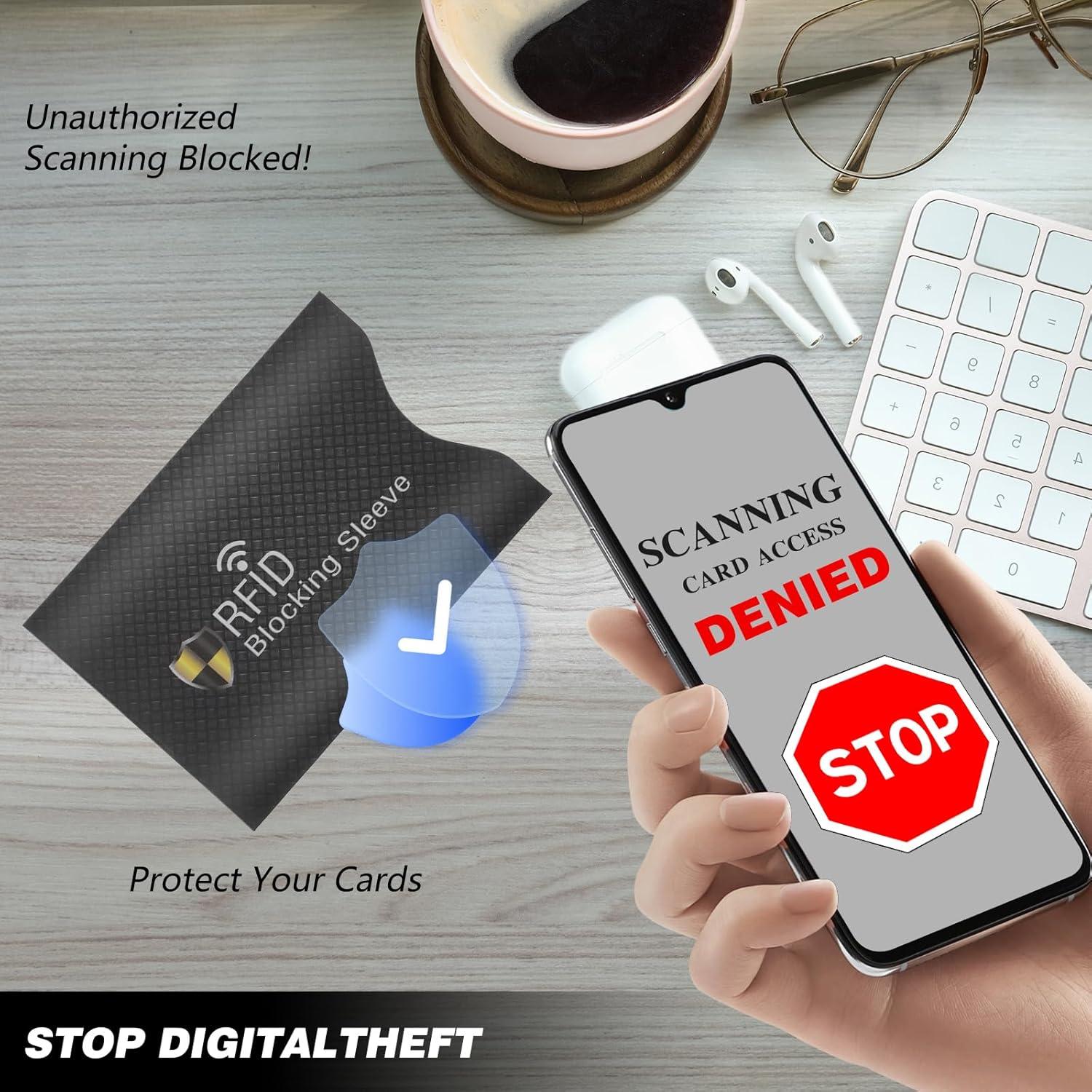 JIEYAO 10Pcs Travel RFID Blocking Sleeves, Identity Theft Prevention RFID Blocking Envelopes Set Anti-Theft RFID Blocker