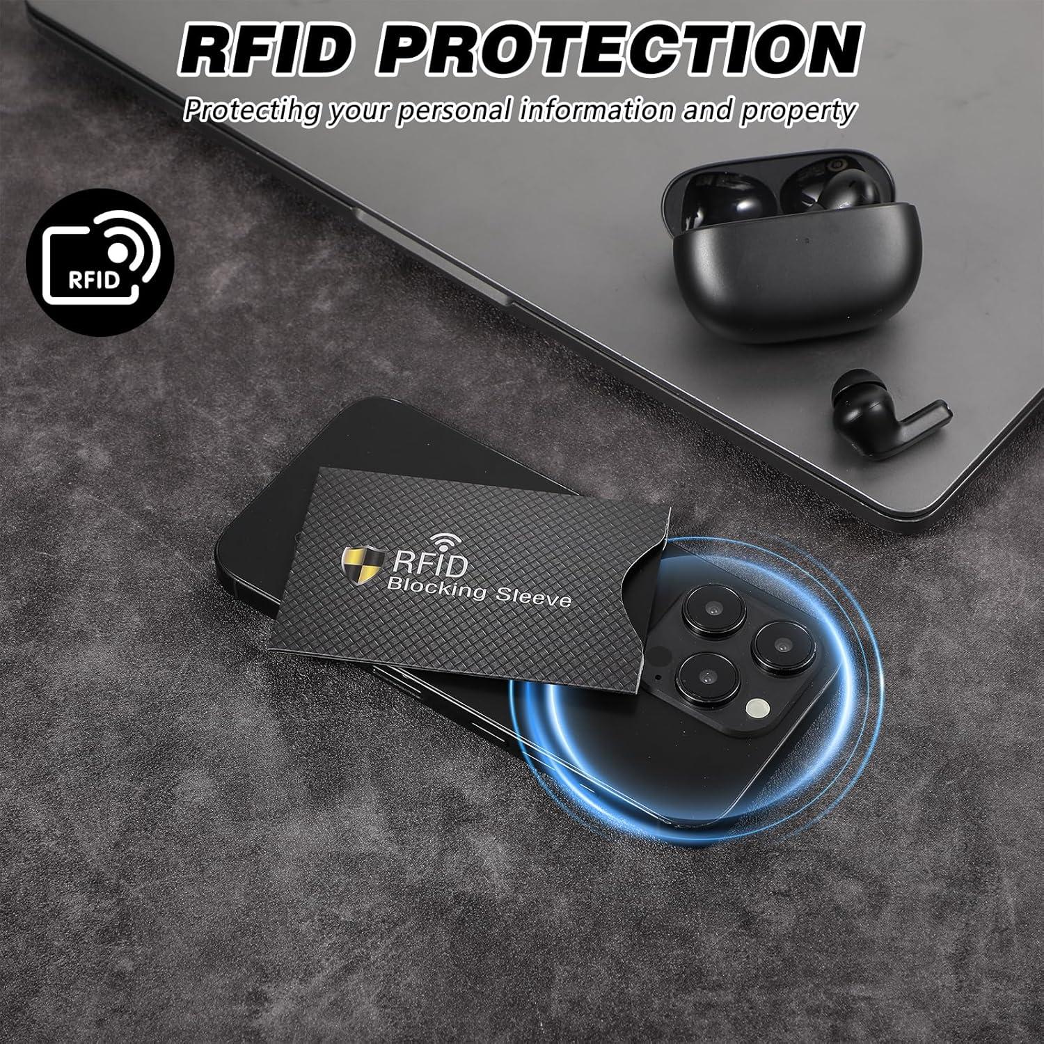 JIEYAO 10Pcs Travel RFID Blocking Sleeves, Identity Theft Prevention RFID Blocking Envelopes Set Anti-Theft RFID Blocker