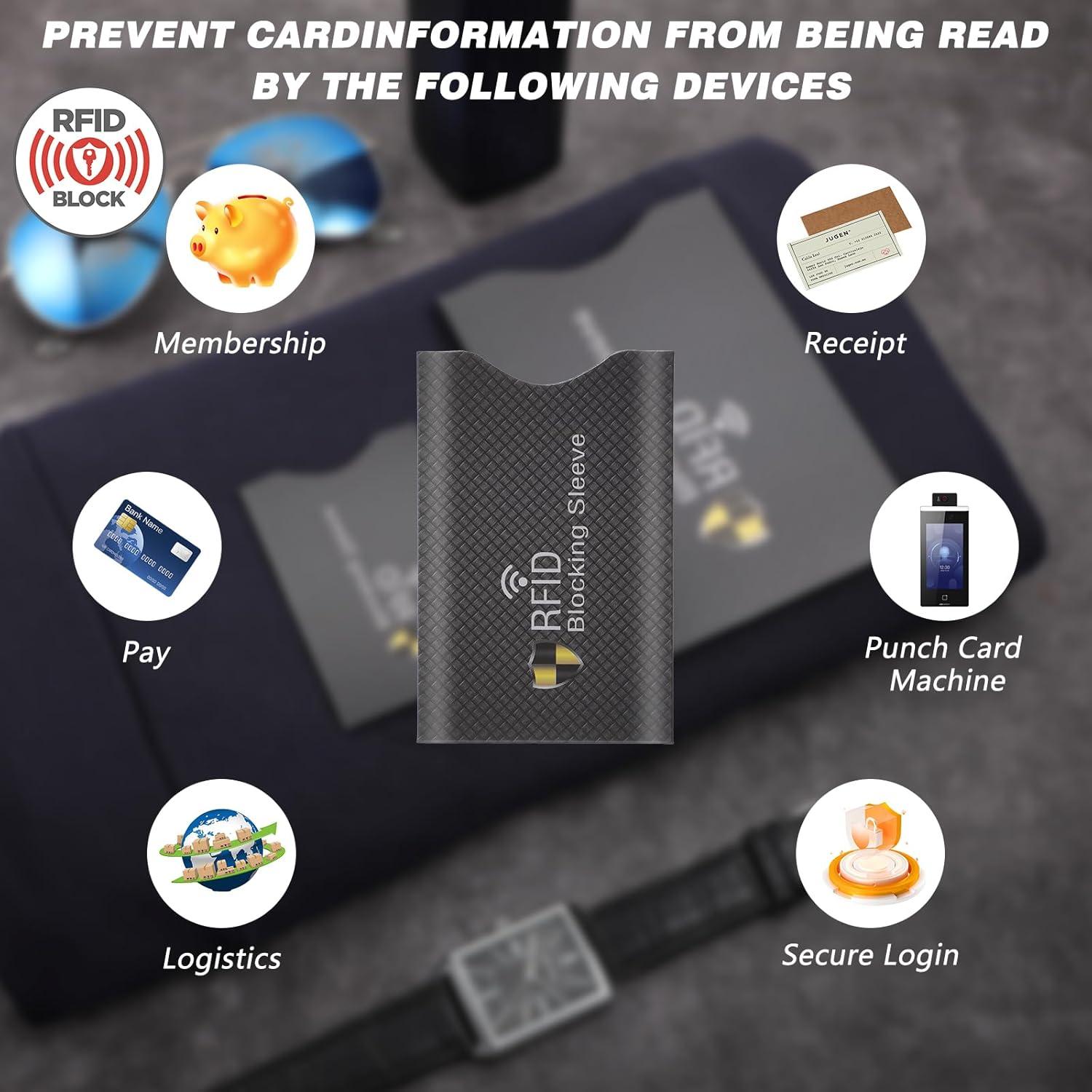 JIEYAO 10Pcs Travel RFID Blocking Sleeves, Identity Theft Prevention RFID Blocking Envelopes Set Anti-Theft RFID Blocker