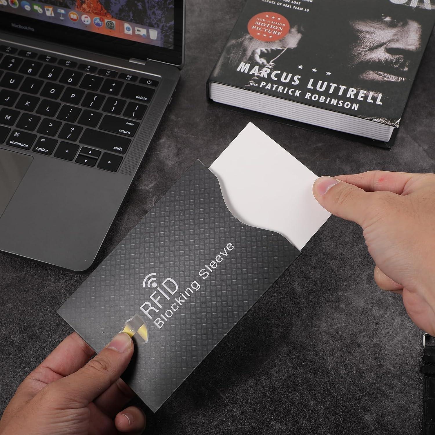 JIEYAO 10Pcs Travel RFID Blocking Sleeves, Identity Theft Prevention RFID Blocking Envelopes Set Anti-Theft RFID Blocker