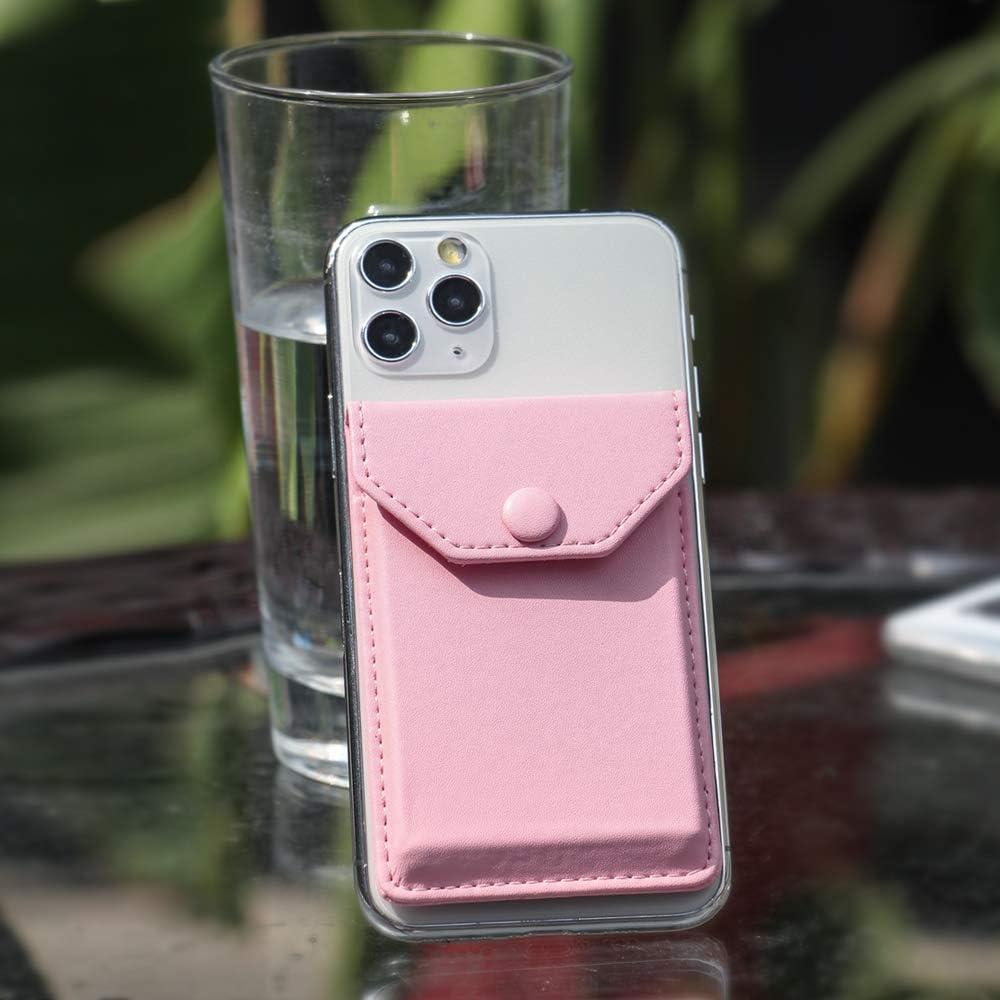 Billetera de cuero YUNCE rosa para teléfono móvil con soporte