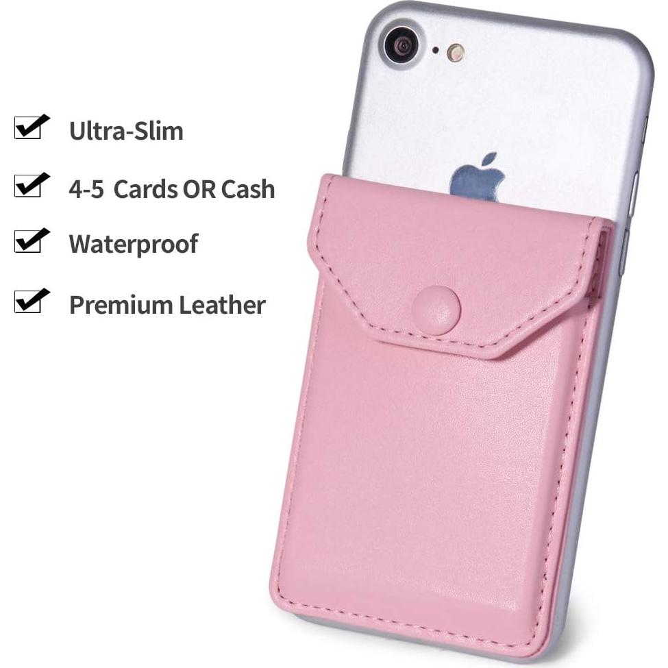 Billetera de cuero YUNCE rosa para teléfono móvil con soporte