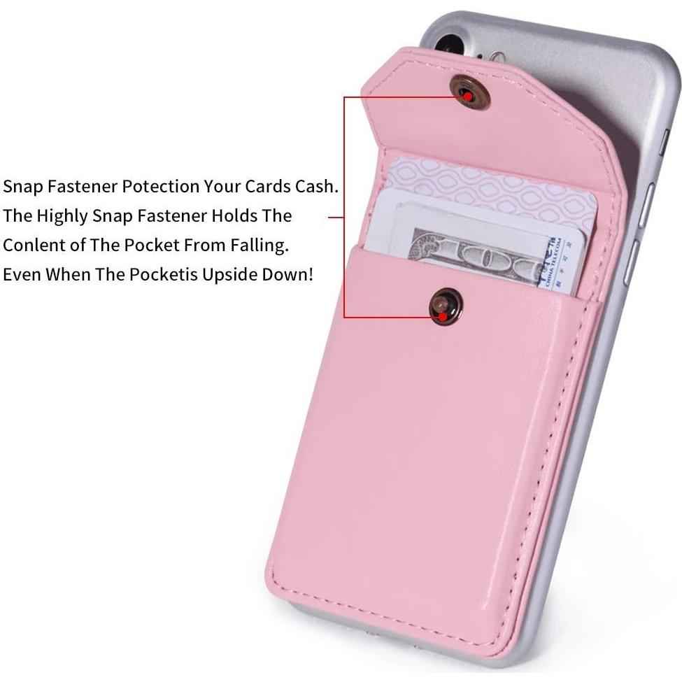 Billetera de cuero YUNCE rosa para teléfono móvil con soporte
