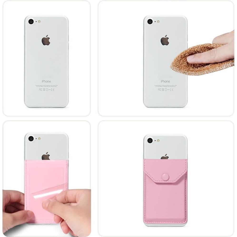 Billetera de cuero YUNCE rosa para teléfono móvil con soporte