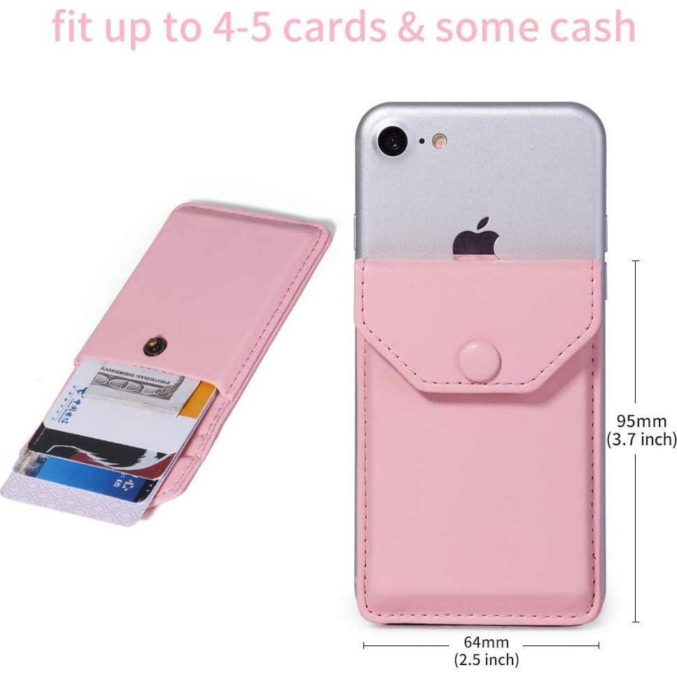 Billetera de cuero YUNCE rosa para teléfono móvil con soporte