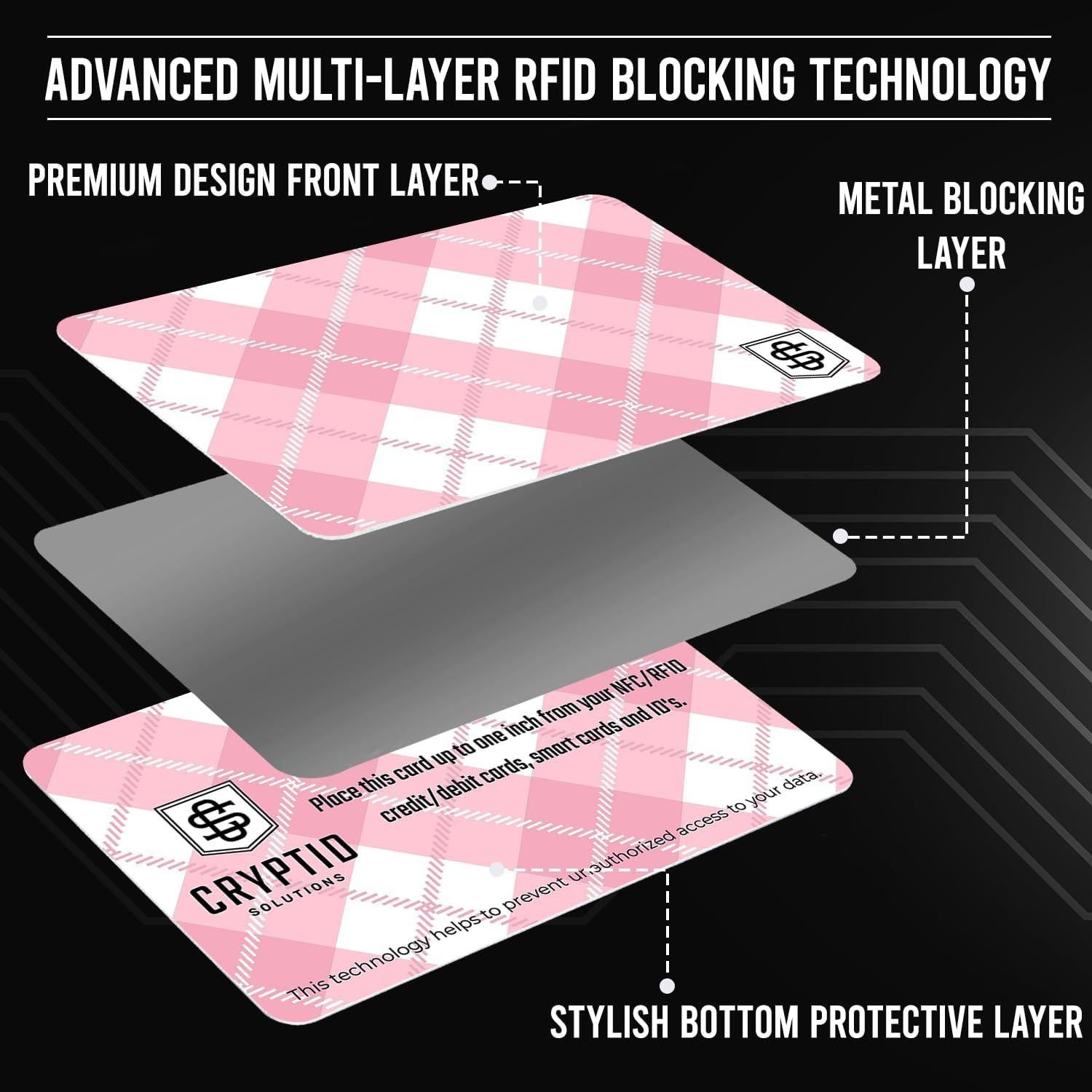 Tarjetas Bloqueadoras RFID Cryptid CS001 - 4 Pack Cuadro Rosa