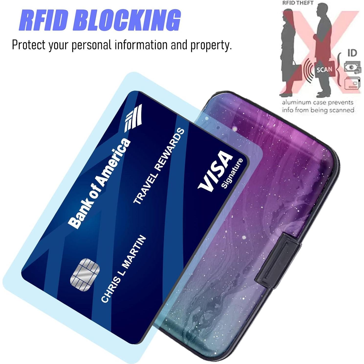 Billetera Mini RFID Aluminio Maicican Mármol Púrpura 10.9x7.4cm