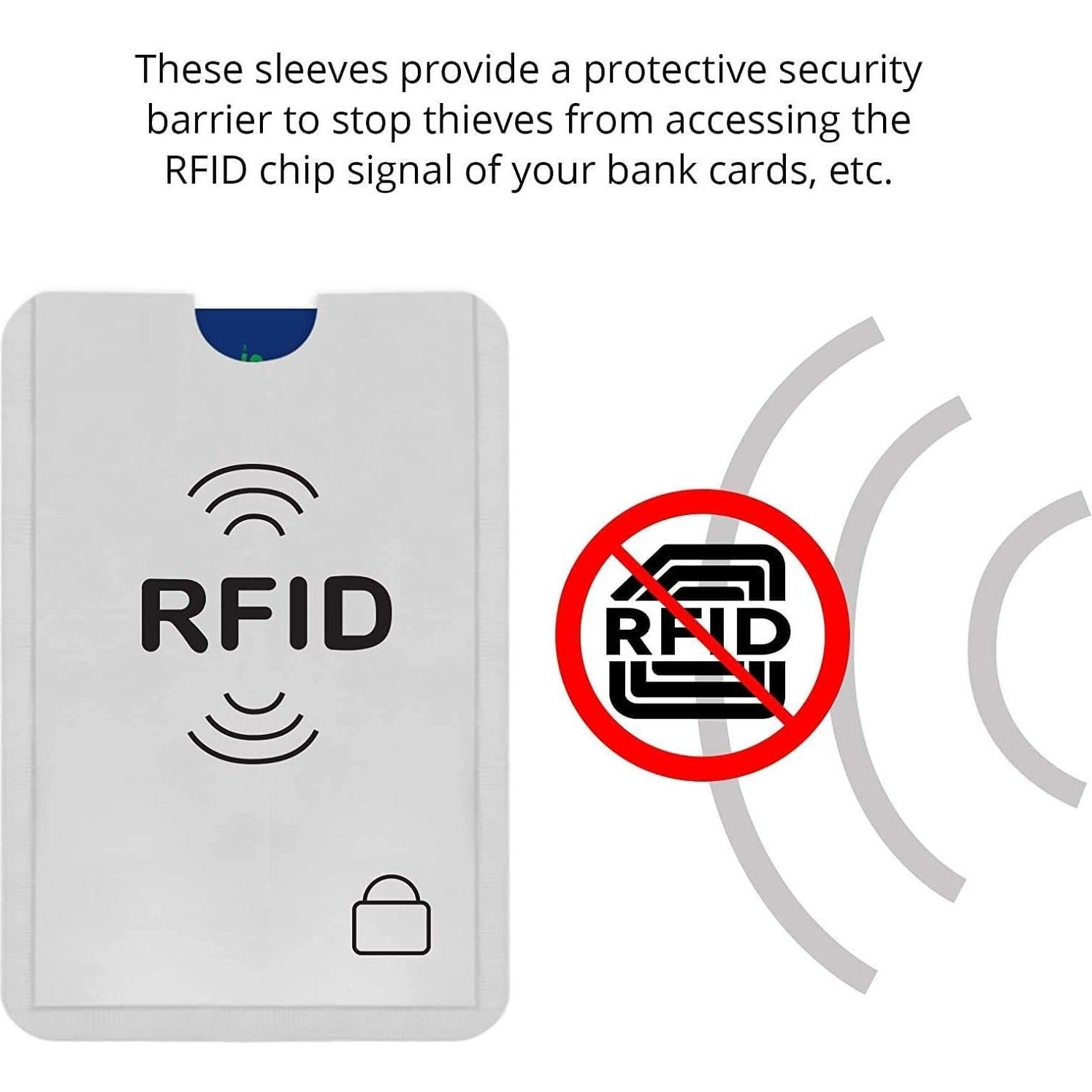 20 Fundas de Aluminio RFID Bloqueadoras Plata - Protección Tarjetas