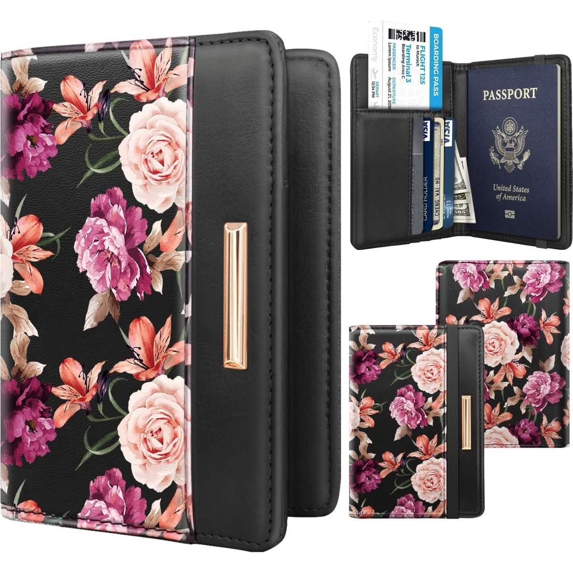Funda de Pasaporte Coco Rossi Rosa con Bloqueo RFID para Mujeres
