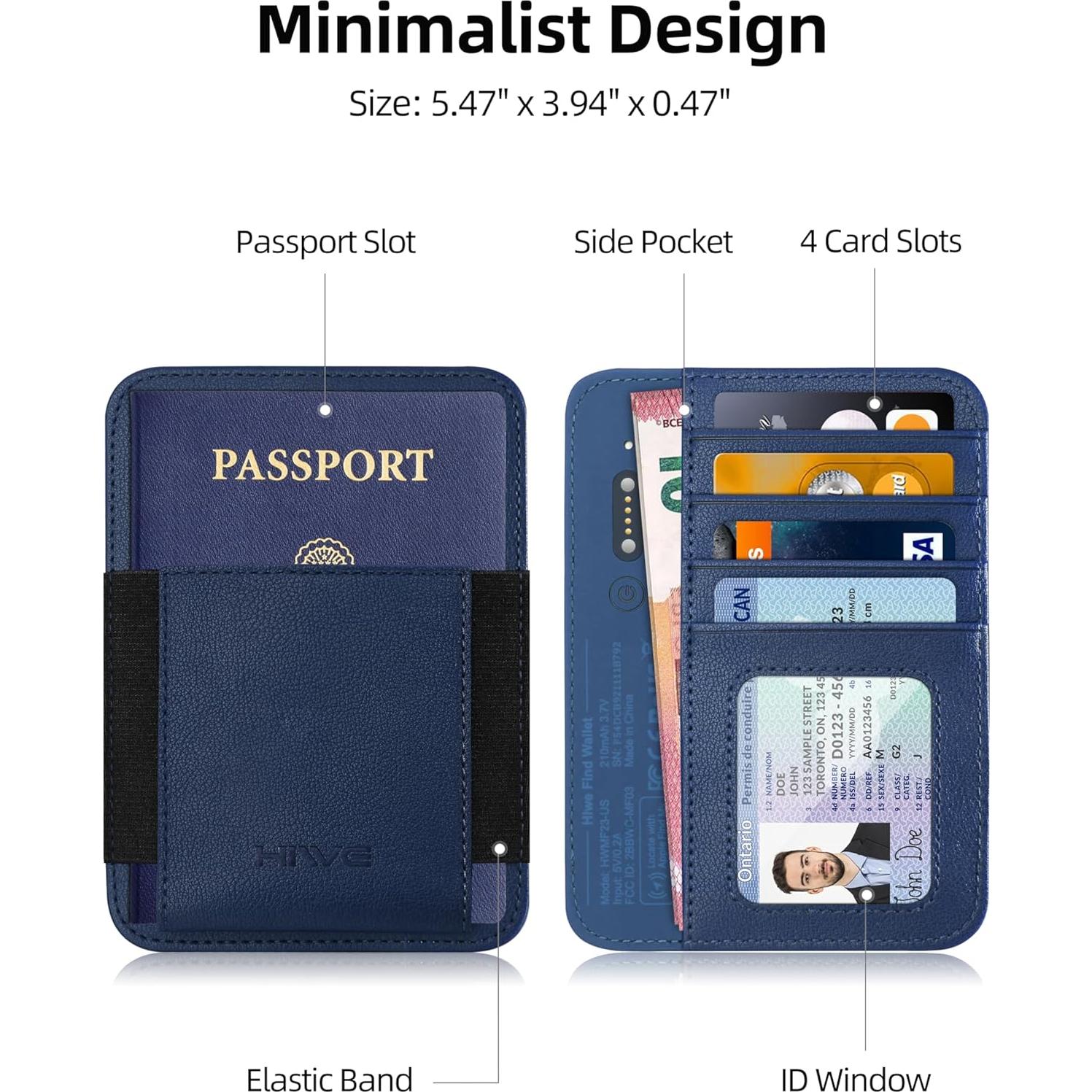 Soporte de Pasaporte HiWe Azul con Rastreador Find My y Bloqueo RFID