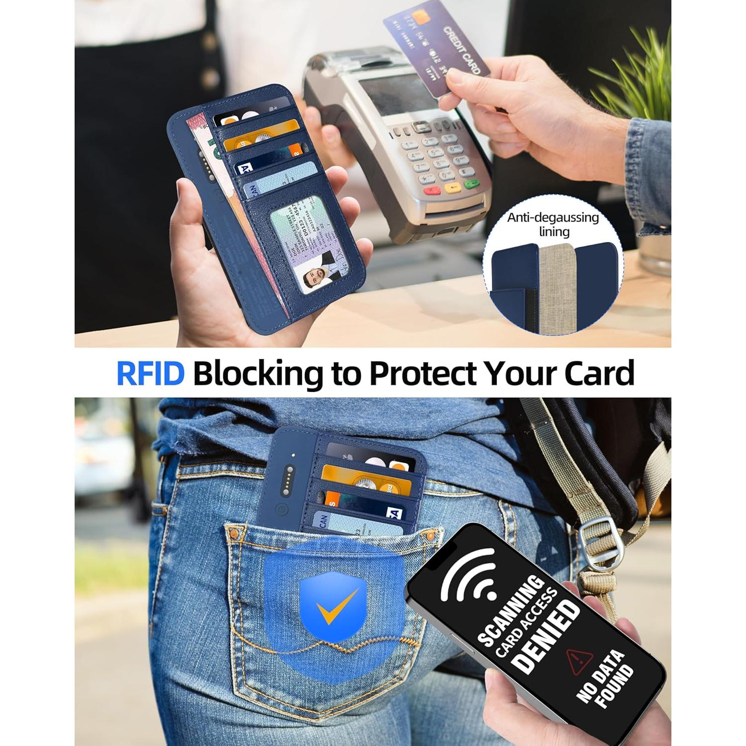 Soporte de Pasaporte HiWe Azul con Rastreador Find My y Bloqueo RFID