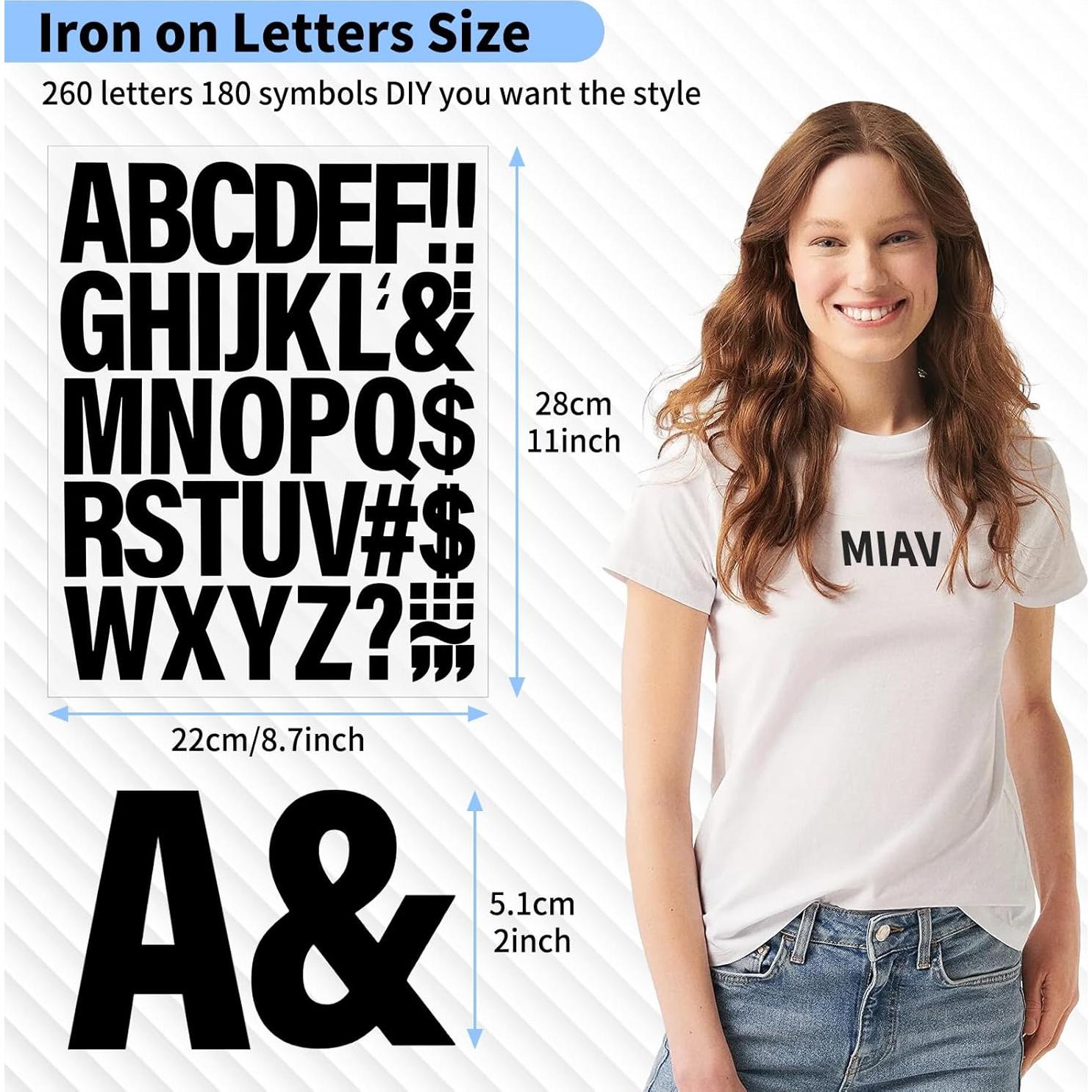 Letras de Planchar Lucomb 440 Piezas Vinilo Negro 2"