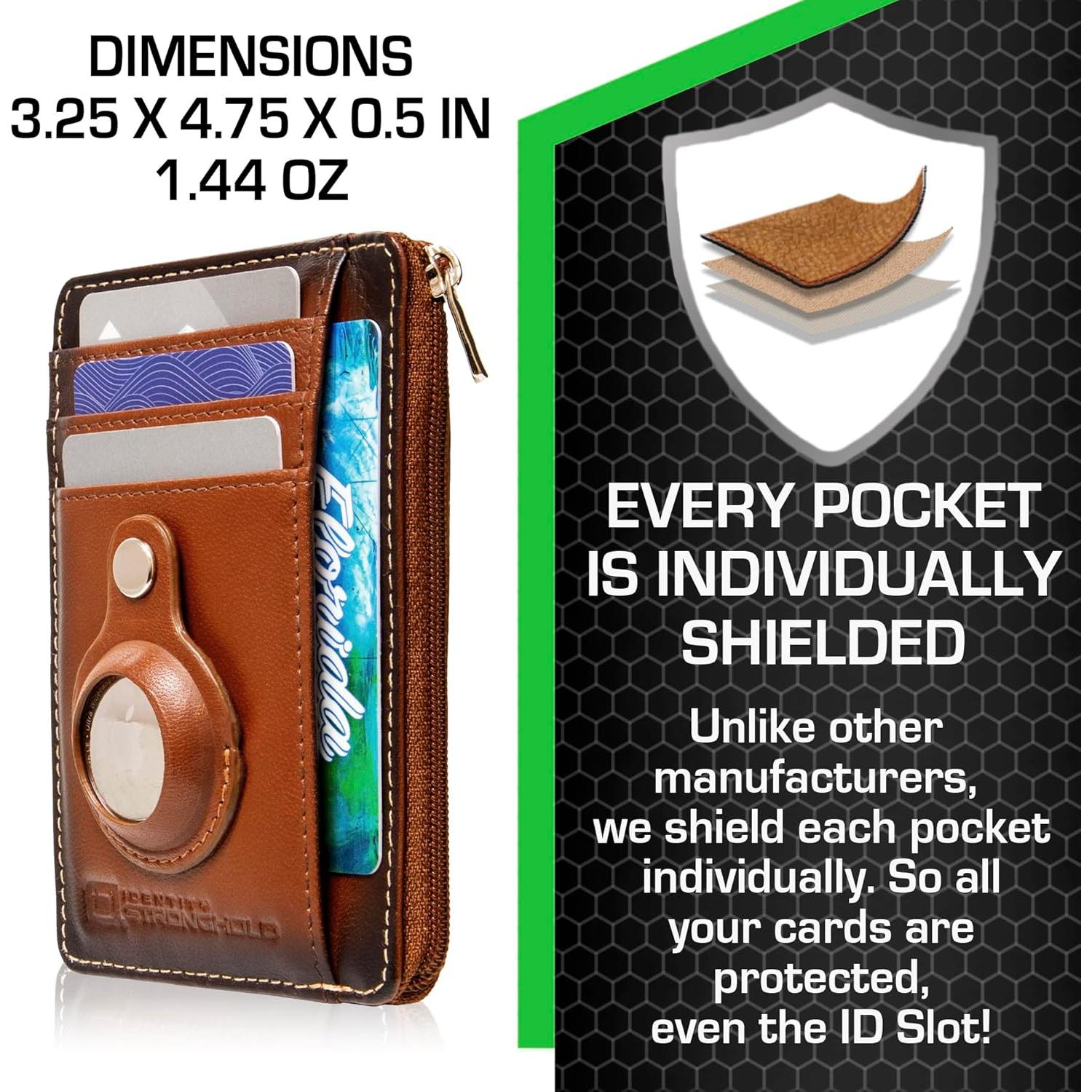 Cartera RFID ID Stronghold Mini Cuero Genuino Marrón 11.75cm