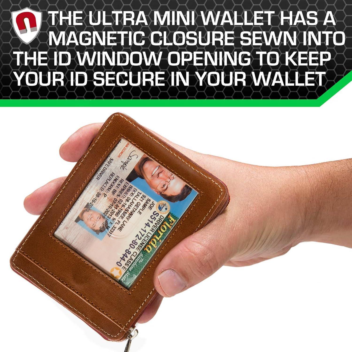 Cartera RFID ID Stronghold Mini Cuero Genuino Marrón 11.75cm