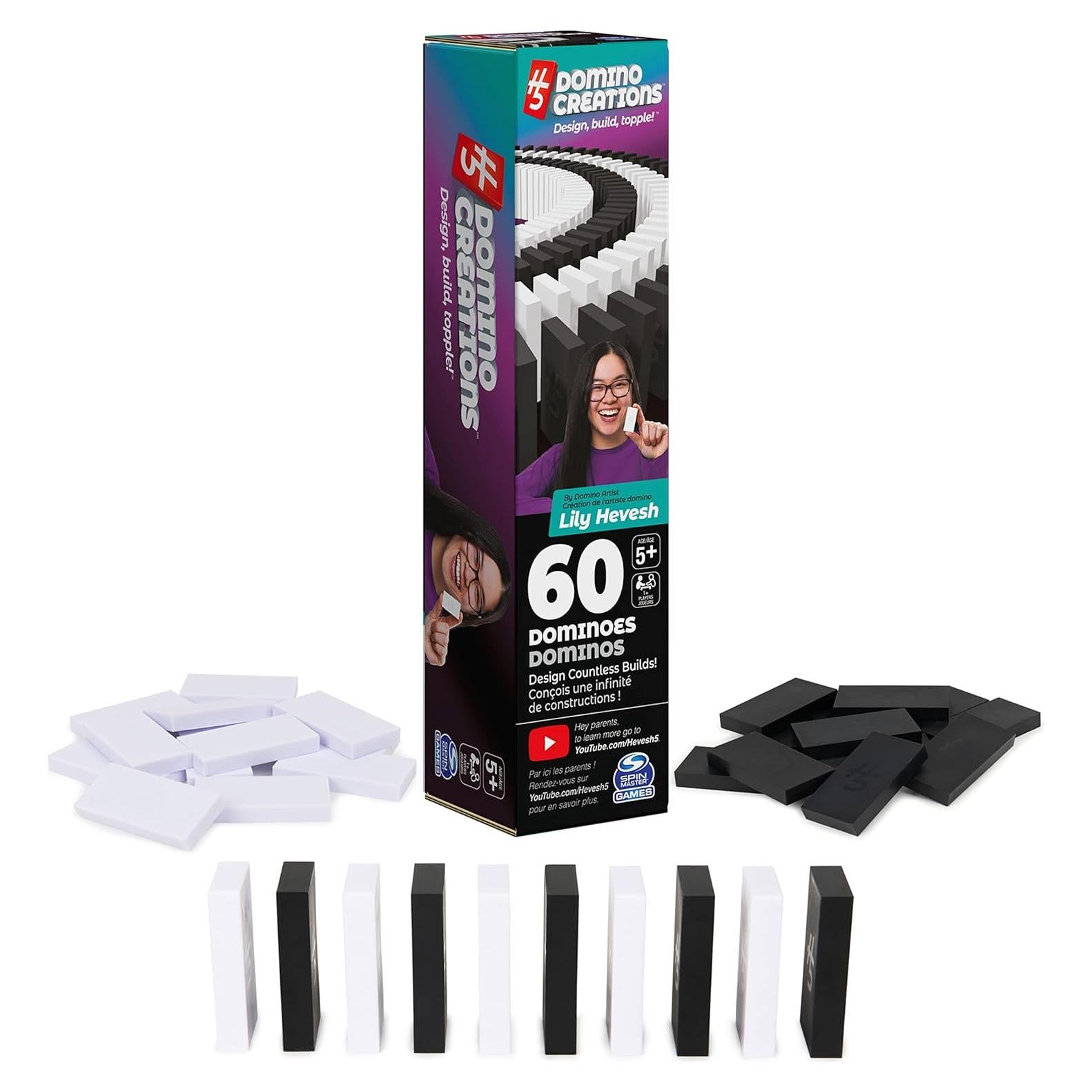 Set de Dominó Spin Master H5 60 Piezas Negro/Blanco