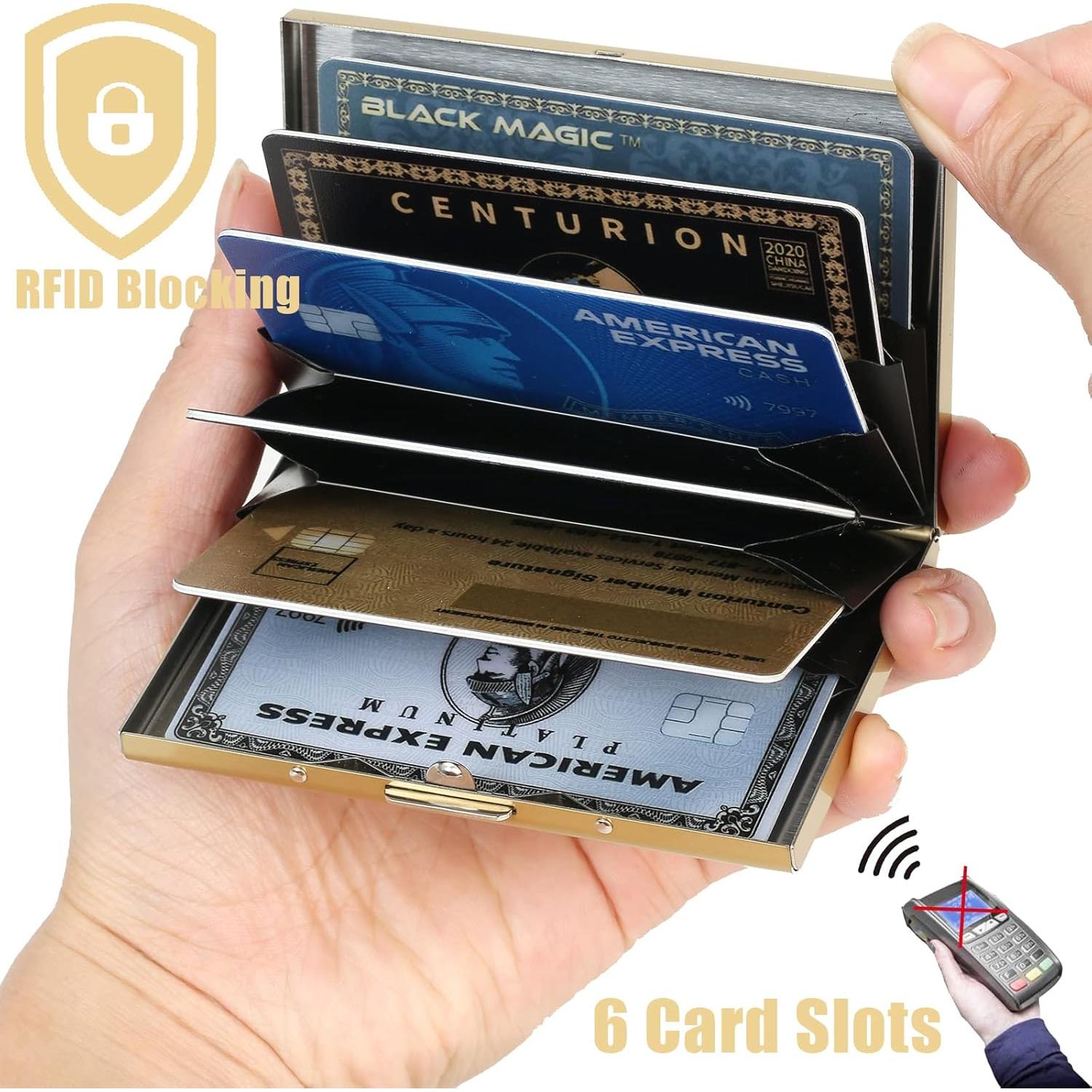 Portacarnets de Crédito BONSYL con Bloqueo RFID - Oro