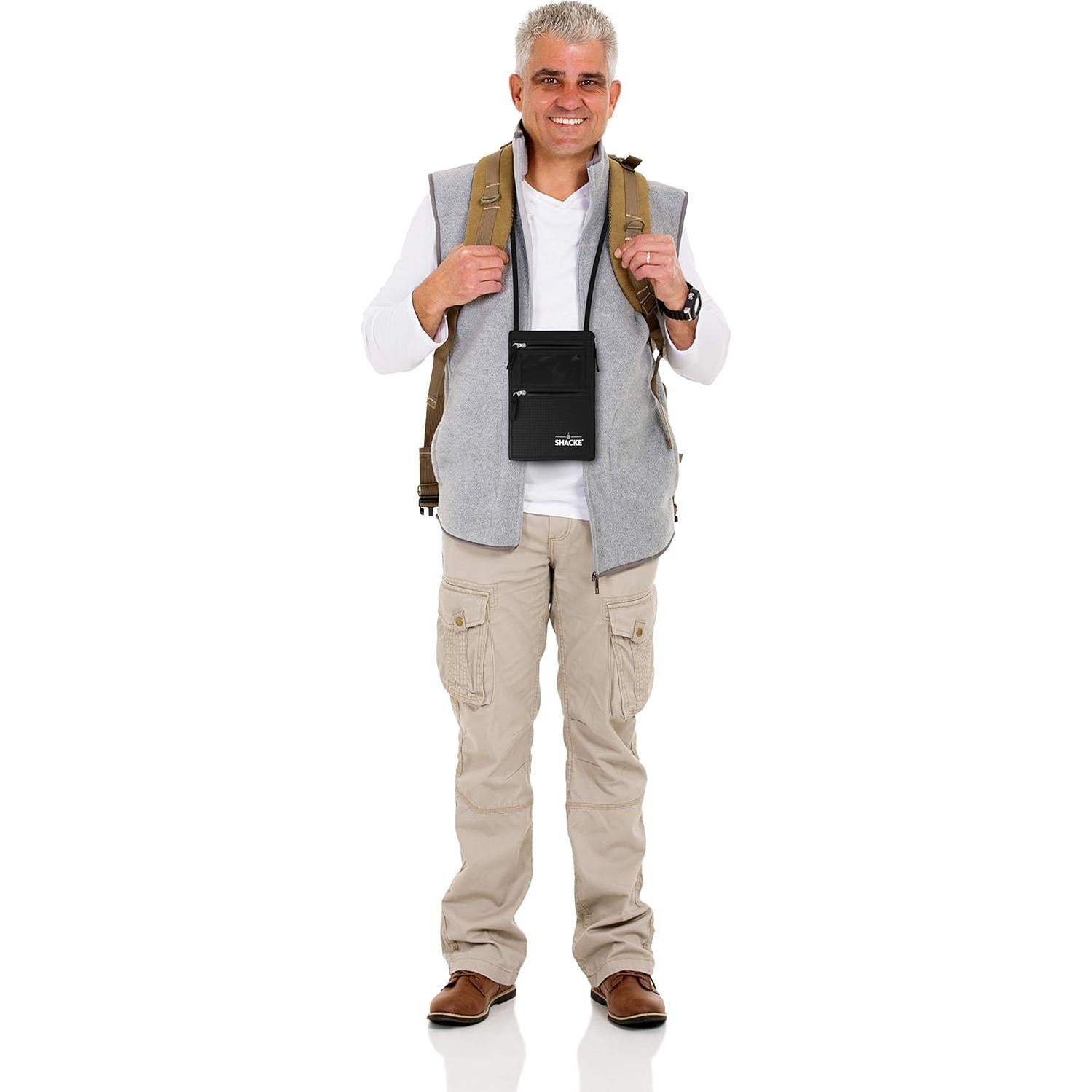 Billetera de viaje oculta Shacke con bloqueador RFID 12.7x18.8cm