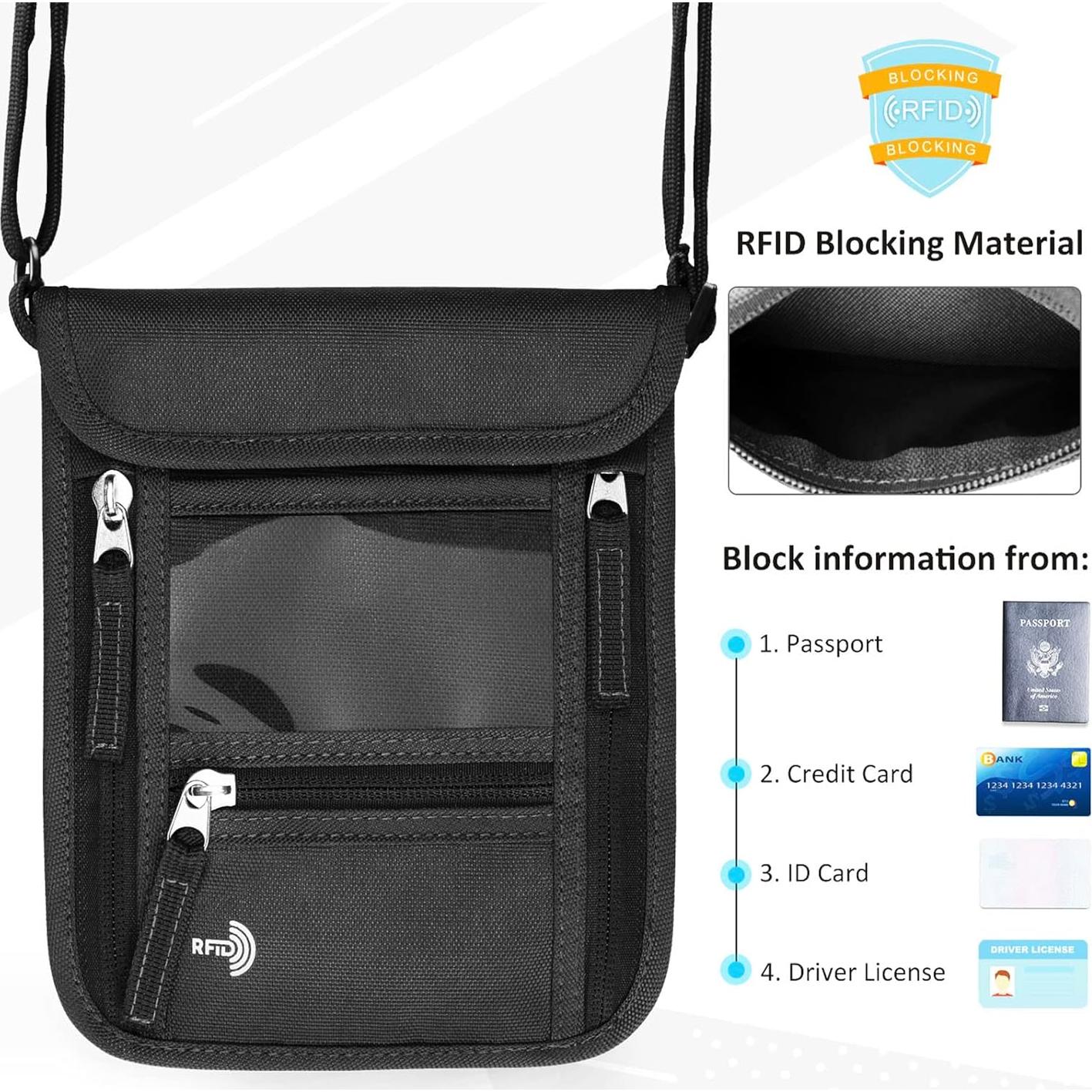Billetera de Viaje WALNEW Unisex con Bloqueo RFID - Negro