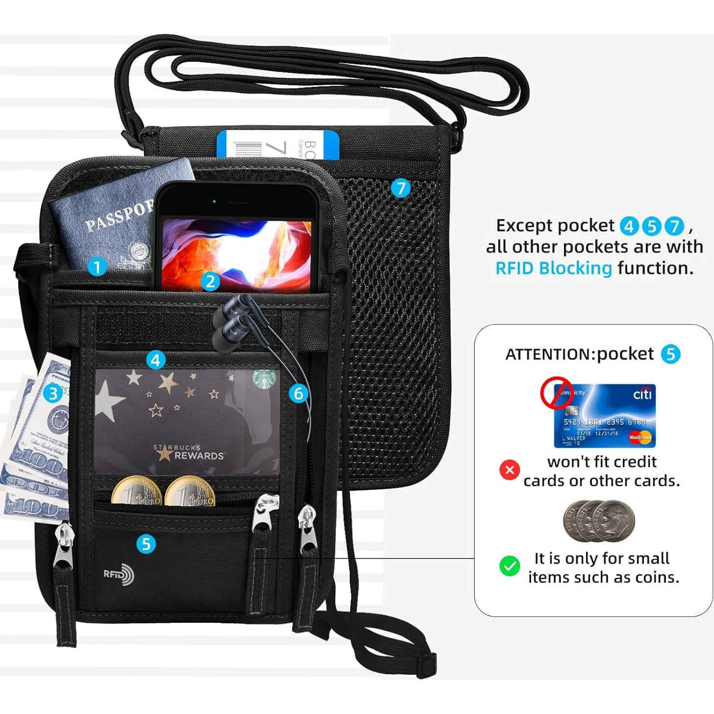 Billetera de Viaje WALNEW Unisex con Bloqueo RFID - Negro