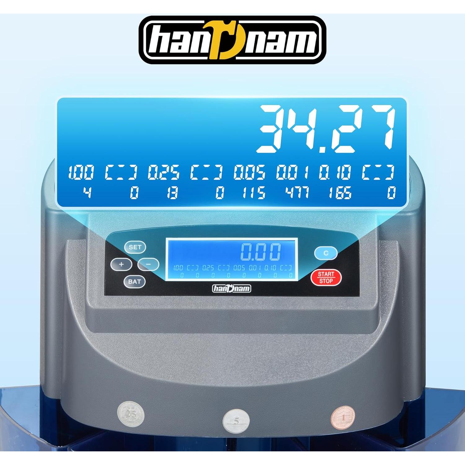 Máquina Contadora de Monedas Handnam 270 Monedas/min, 500 Capacidad