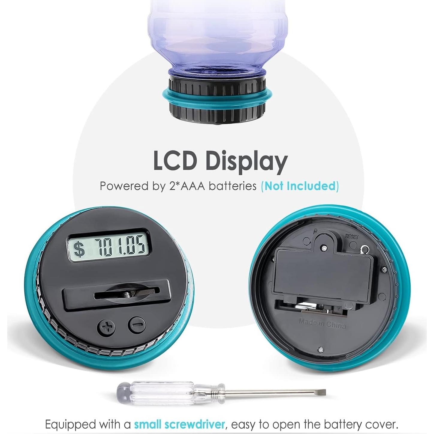 Alcancía Digital Vcertcpl 1.8L con Contador de Monedas Púrpura