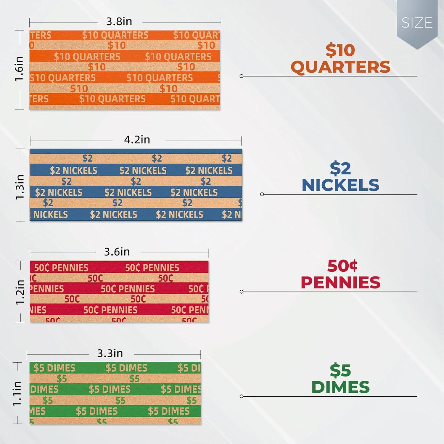 Envoltorios de Monedas Sumerfnt 500 Piezas Papel Kraft