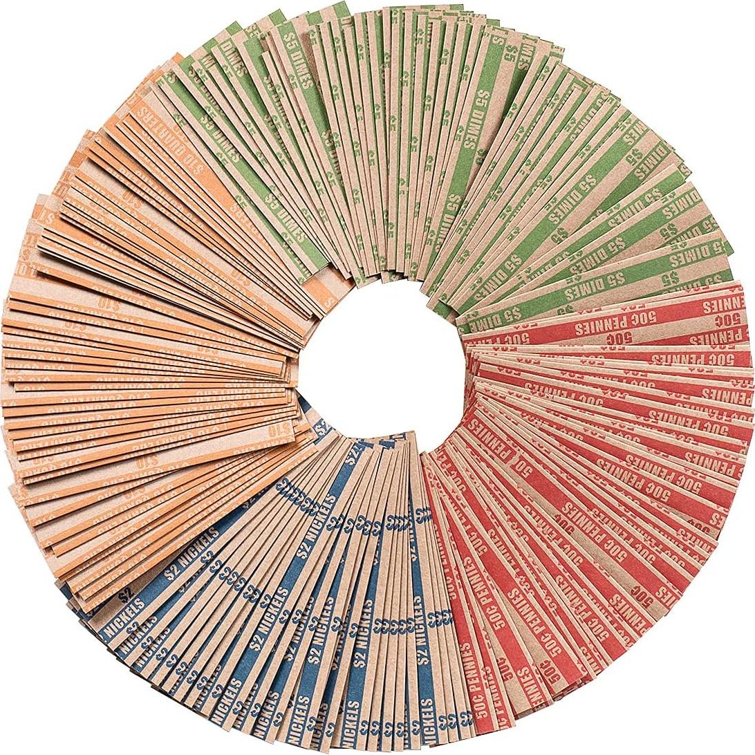 Envoltorios de Monedas Sumerfnt 500 Piezas Papel Kraft