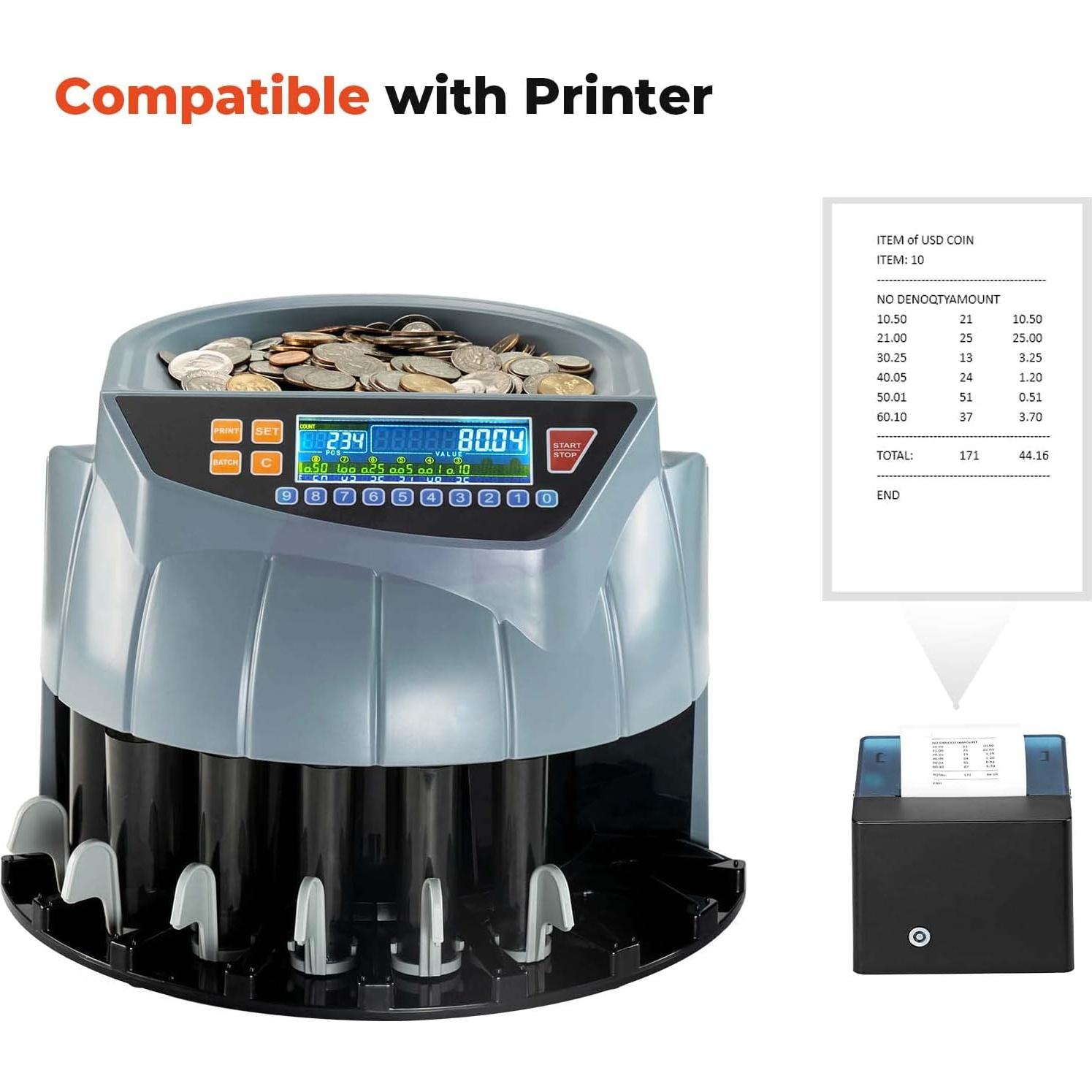 MUNBYN IMC10 Máquina Contadora de Monedas 250 monedas/min