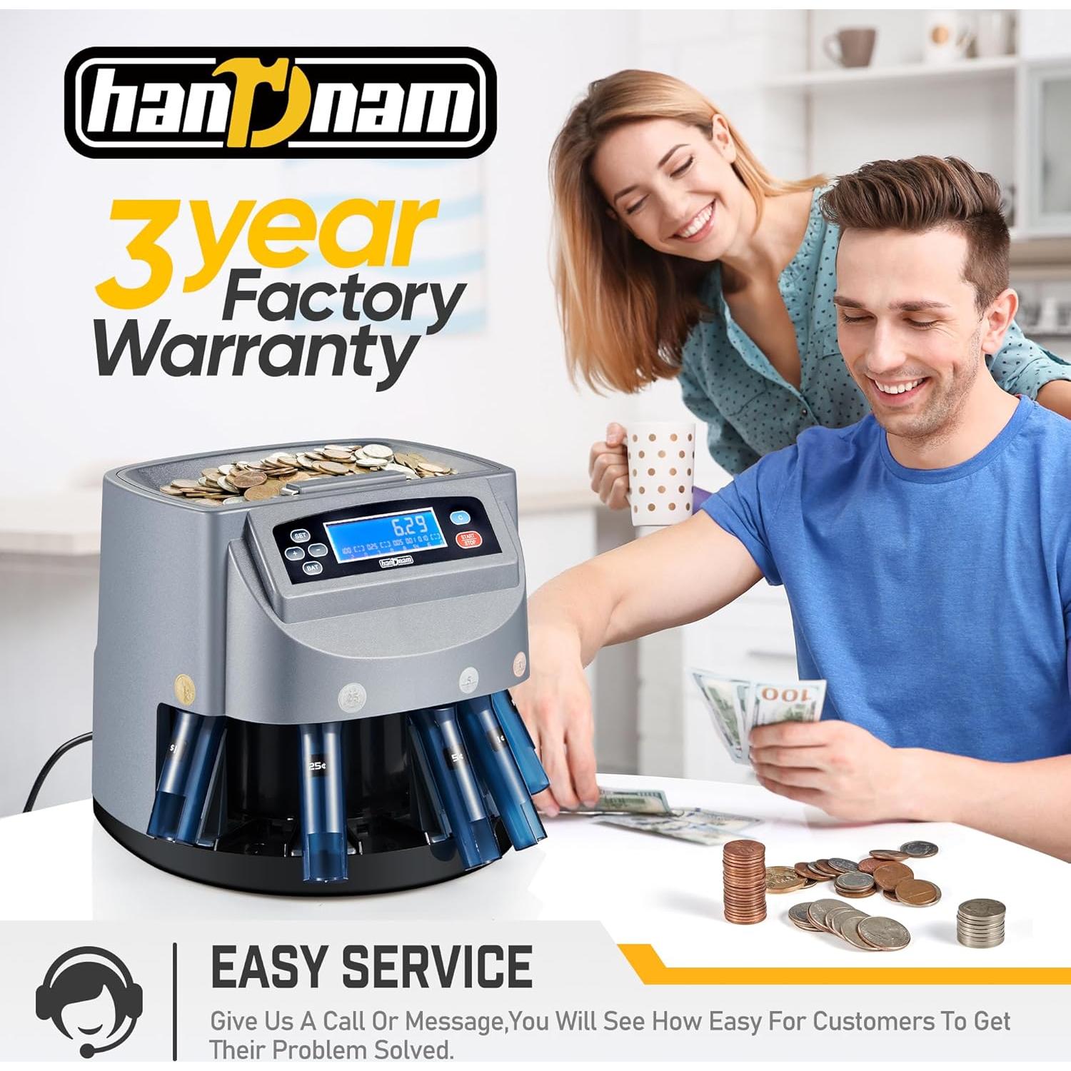 Máquina Contadora de Monedas Handnam 500 Monedas, 270/min, LCD