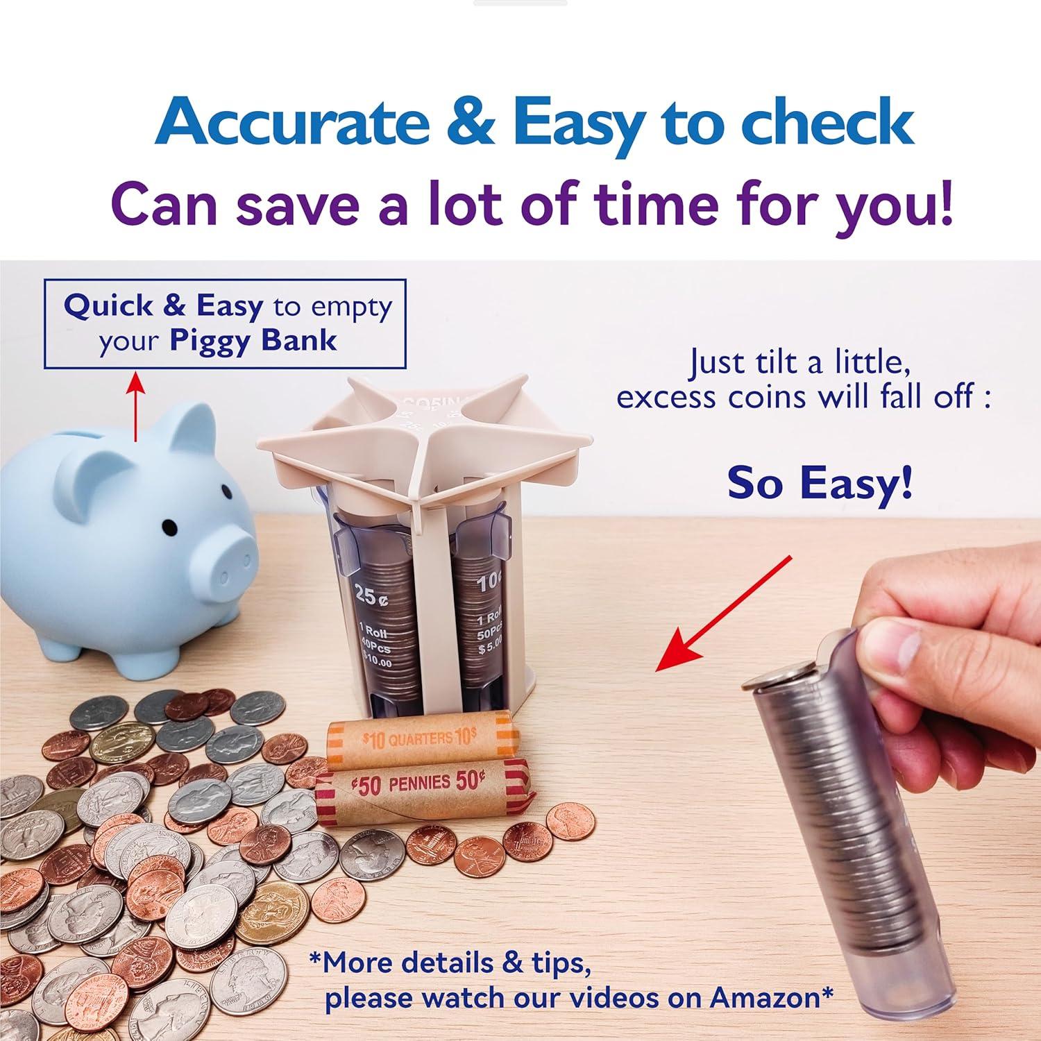 Contador de Monedas CO5IN1 - Tubo Clasificador 5 en 1 Beige