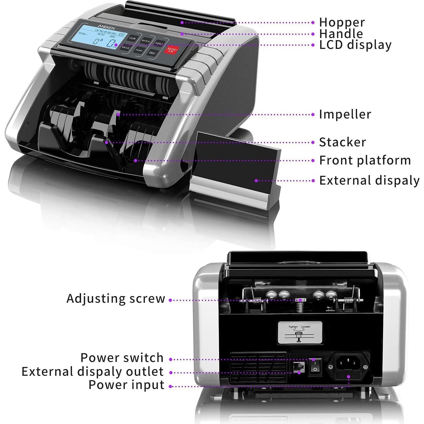 Contadora de Dinero Aneken AL-1000 con Detección de Billetes Falsos