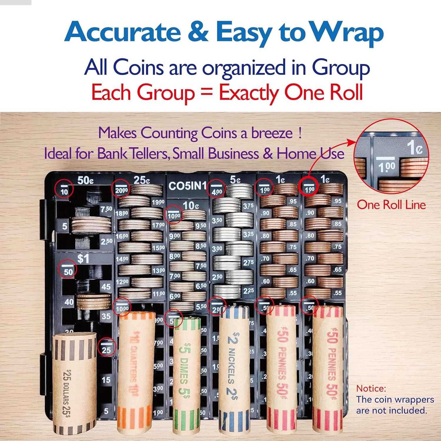 Bandeja de Clasificación de Monedas CO5IN1 con Tapa - Organizador